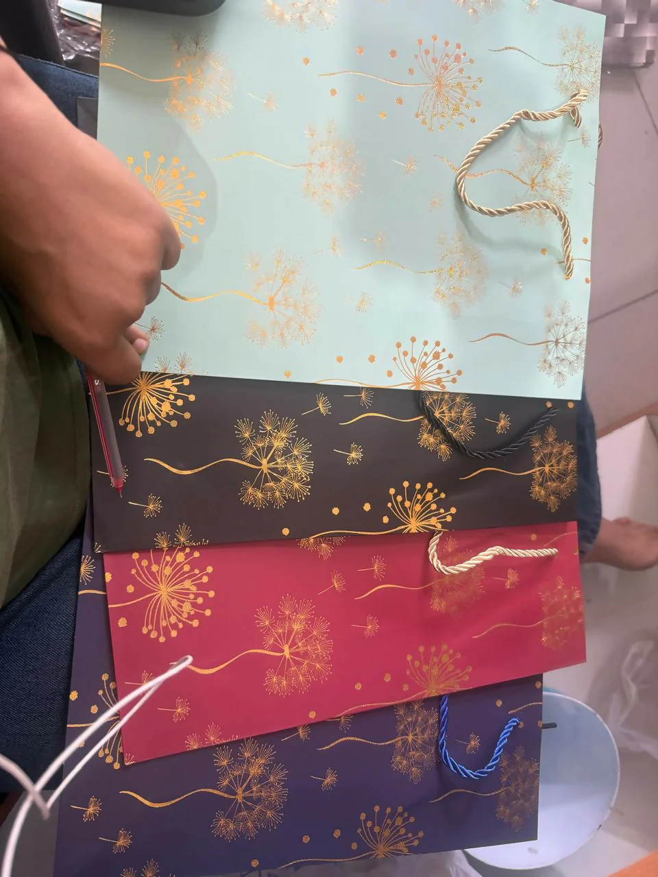 Premium Gold Floral Gift Bag with Handle Paper Carry Bag - Image 6