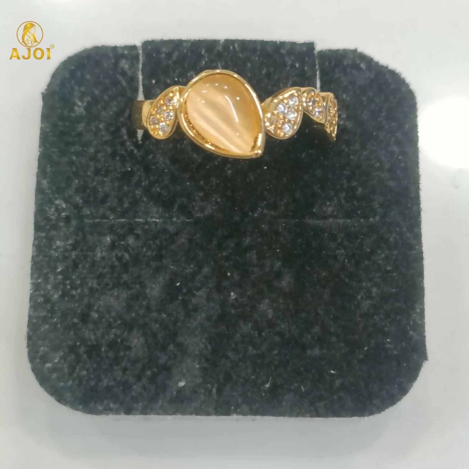 Premium Gold Plated Cat Eye Stone Designer Ring for Women - Image 4