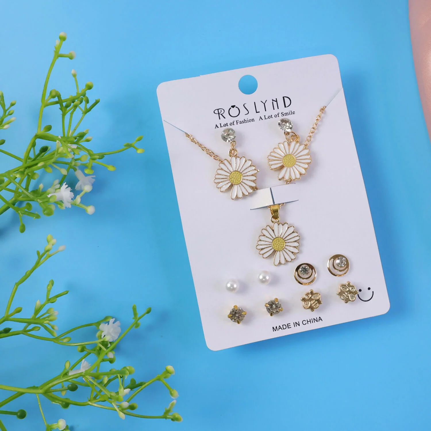 Premium Gold Plated Leaf Pearl Drop Earrings for Women & Girls (Combo set of 6) - Image 2