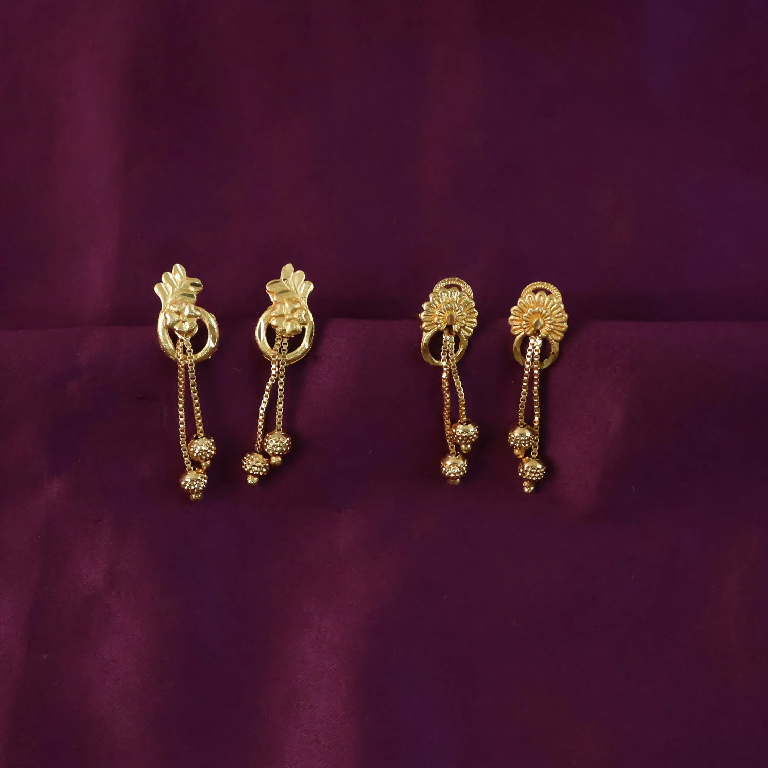 Premium Gold-Plated Long Drop Earrings for Wedding & Festive Wear (2 Pair) - Image 3