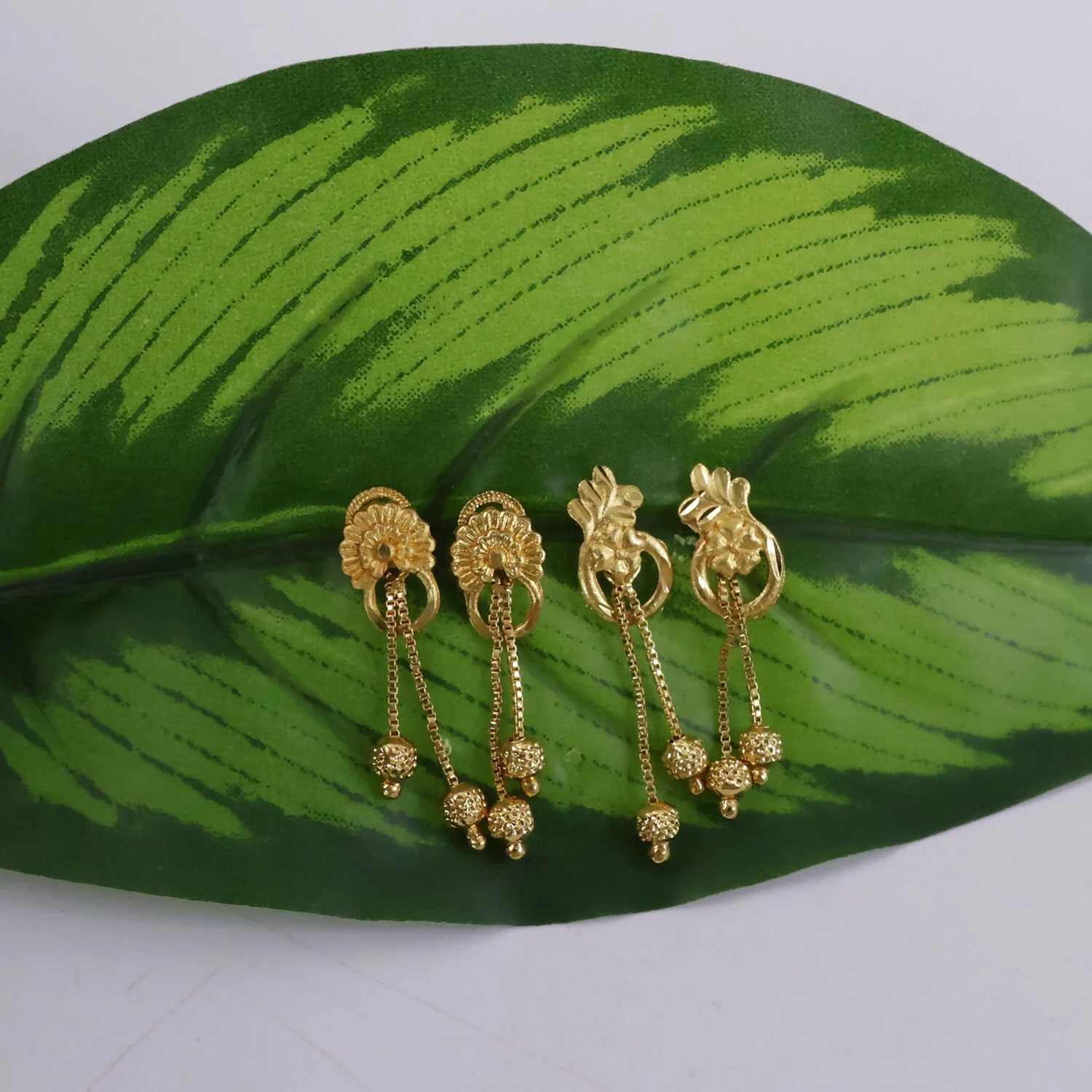 Premium Gold-Plated Long Drop Earrings for Wedding & Festive Wear (2 Pair) - Image 4