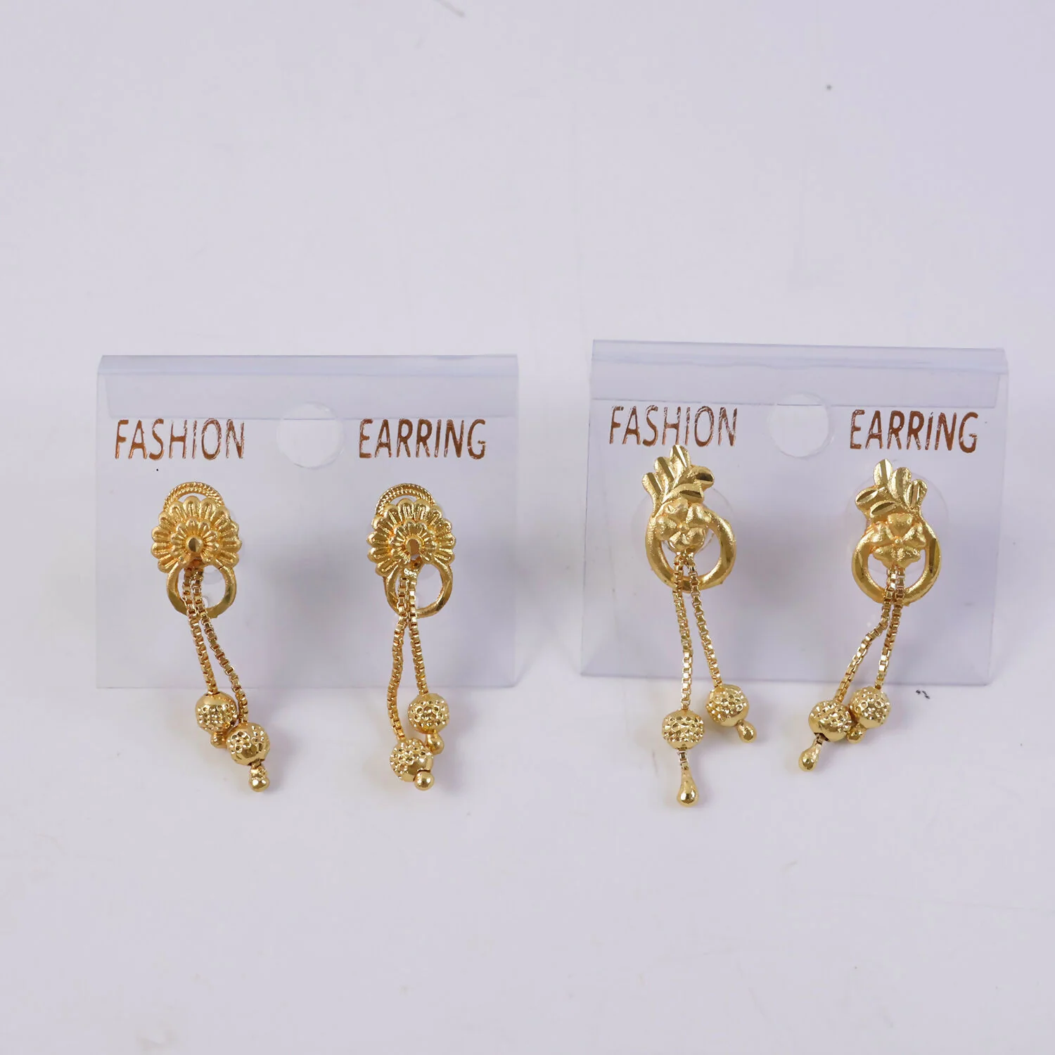 Premium Gold-Plated Long Drop Earrings for Wedding & Festive Wear (2 Pair) - Image 5