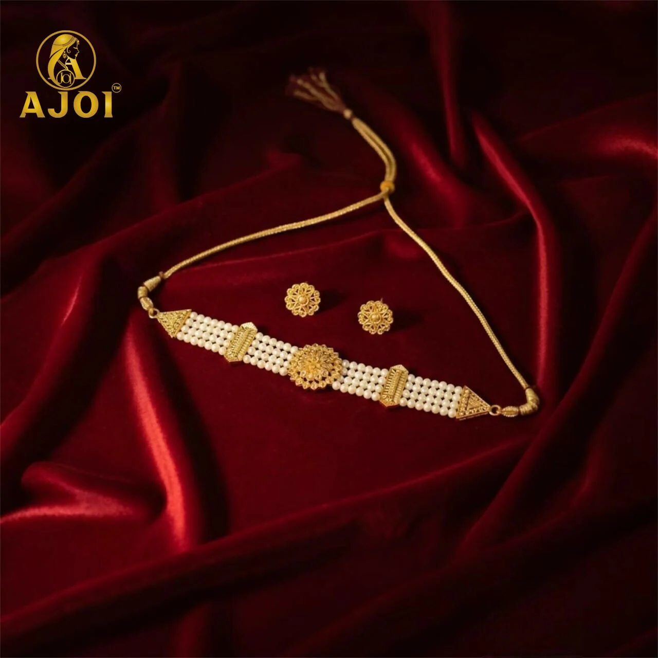 Premium Gold-Plated Pearl Chick Set | Traditional Bridal Jewellery Set - Image 5