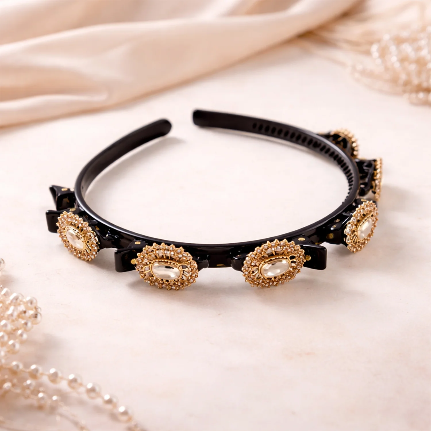 Premium Gold Stone Studded Designer Hair Band (1 Pc) - Image 8
