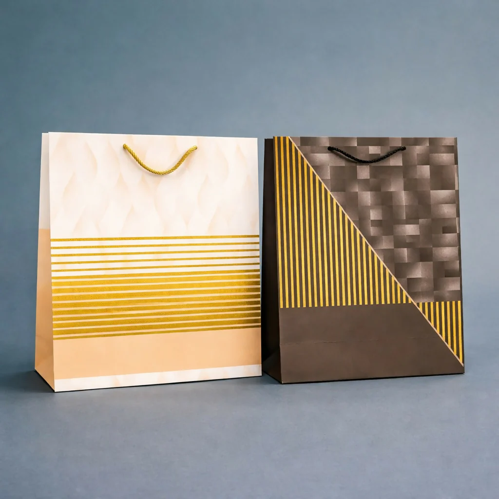 Premium Gold Stripe Gift Bag with Handle Paper Carry Bag (1 PC) - Image 2