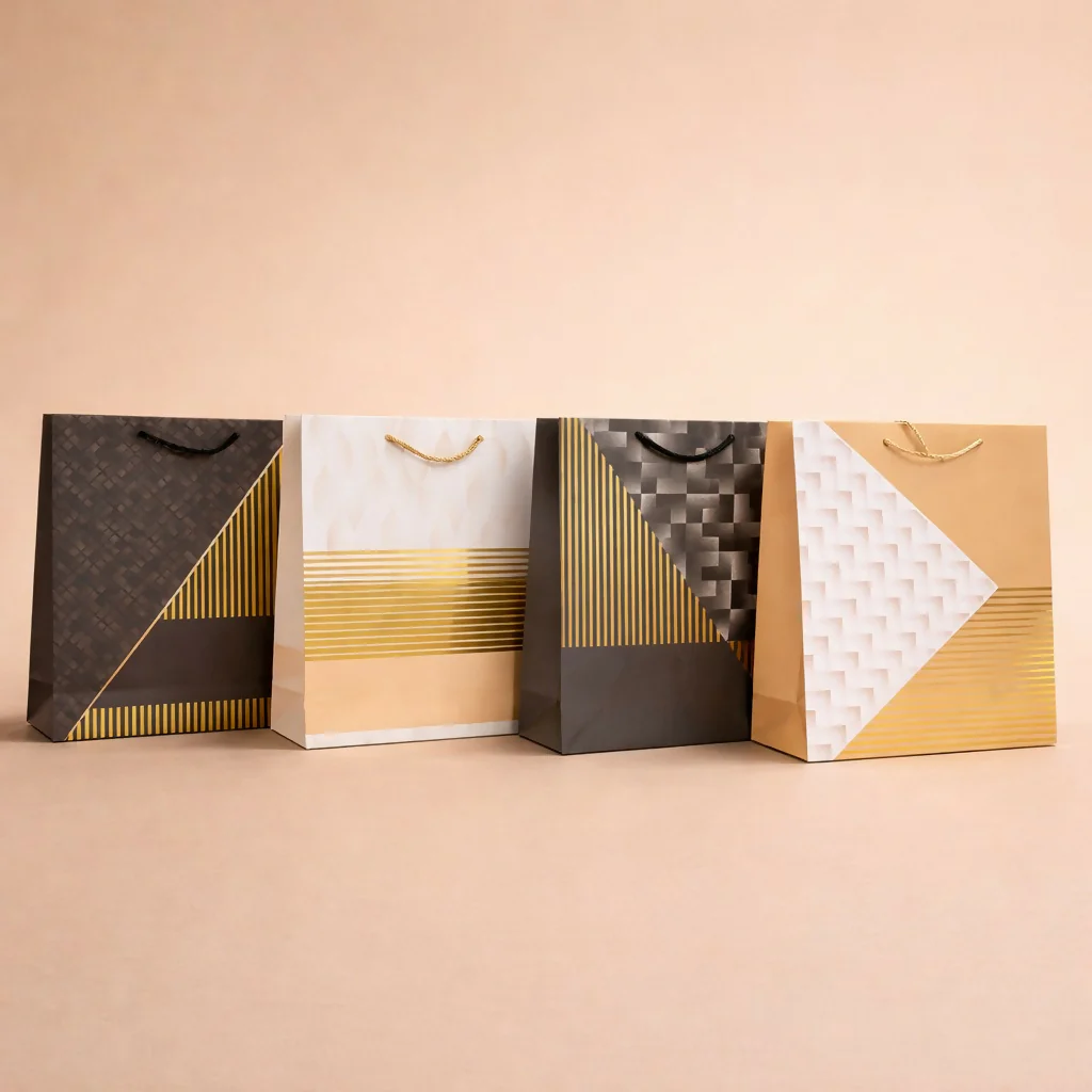 Premium Gold Stripe Gift Bag with Handle Paper Carry Bag (1 PC) - Image 3