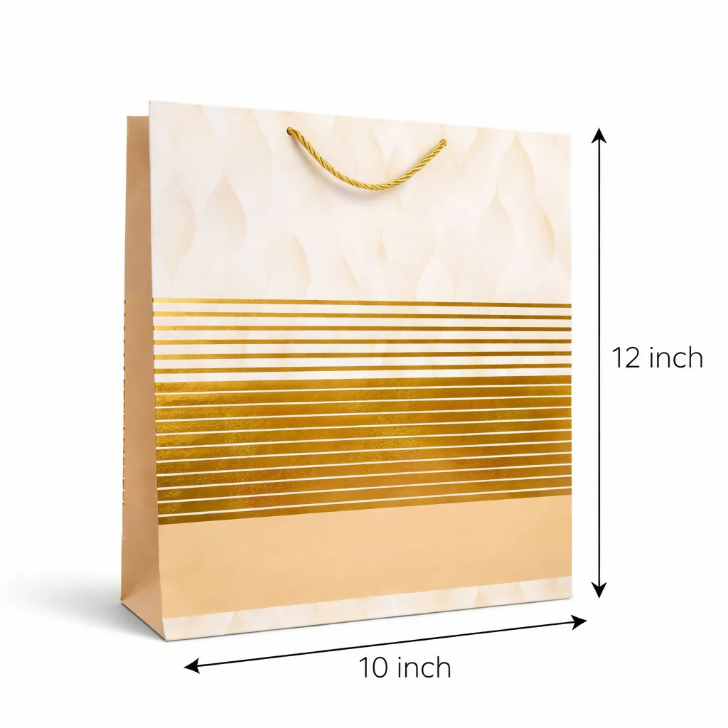 Premium Gold Stripe Gift Bag with Handle Paper Carry Bag (1 PC) - Image 4