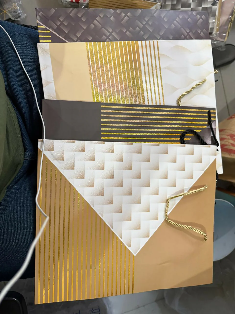 Premium Gold Stripe Gift Bag with Handle Paper Carry Bag (1 PC) - Image 5