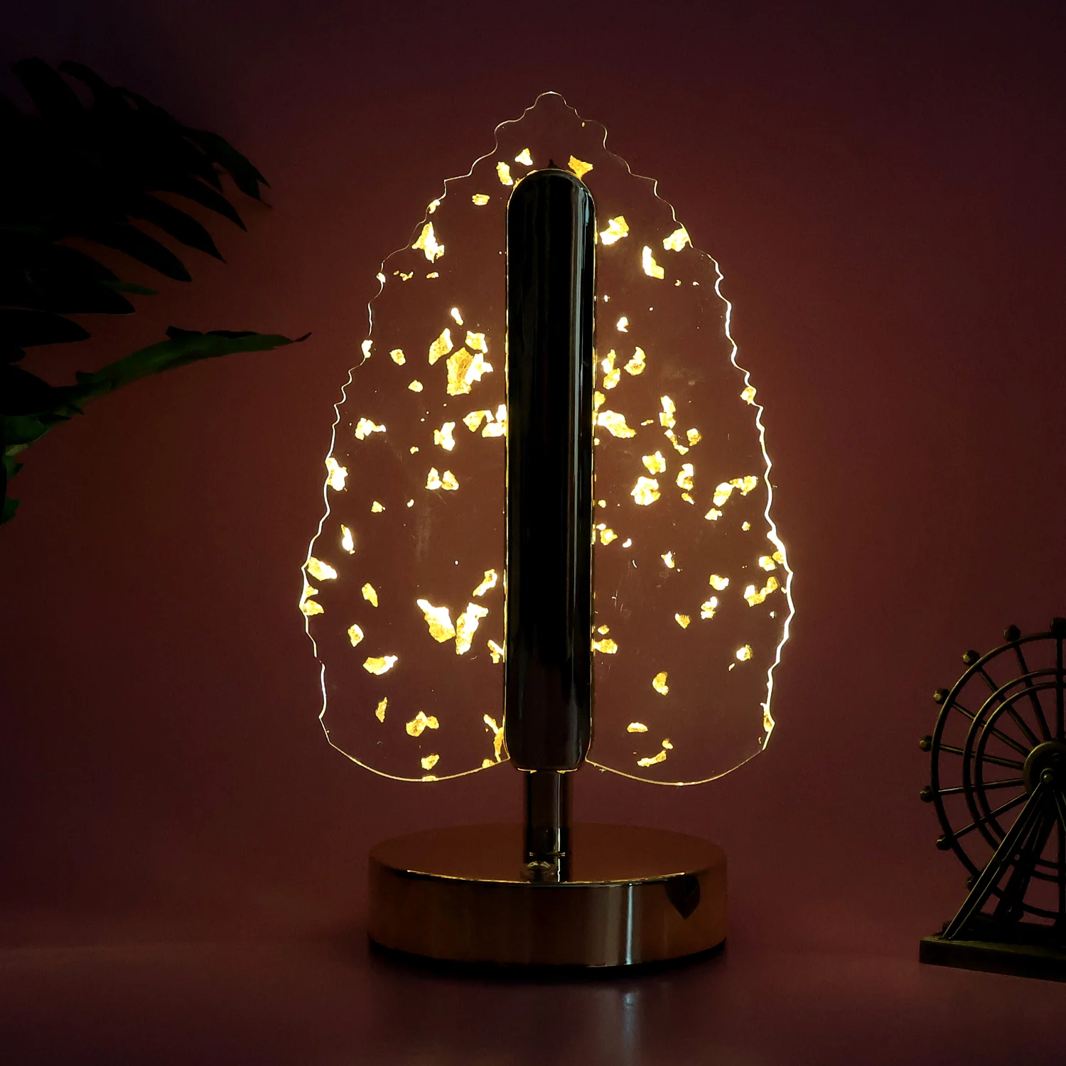 Premium Golden Crystal Leaf-Shaped LED Table Lamp (1 Pc) - Image 3