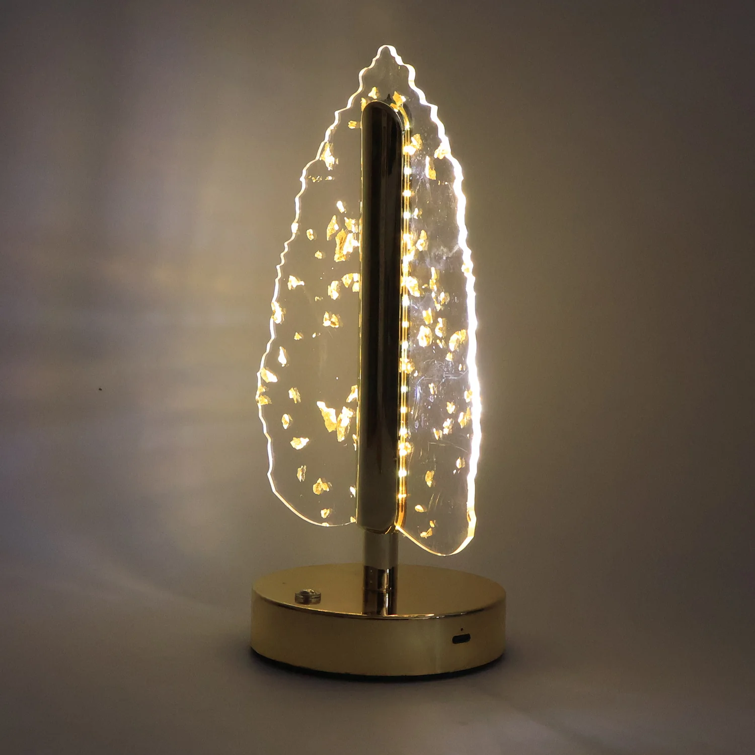 Premium Golden Crystal Leaf-Shaped LED Table Lamp (1 Pc) - Image 4
