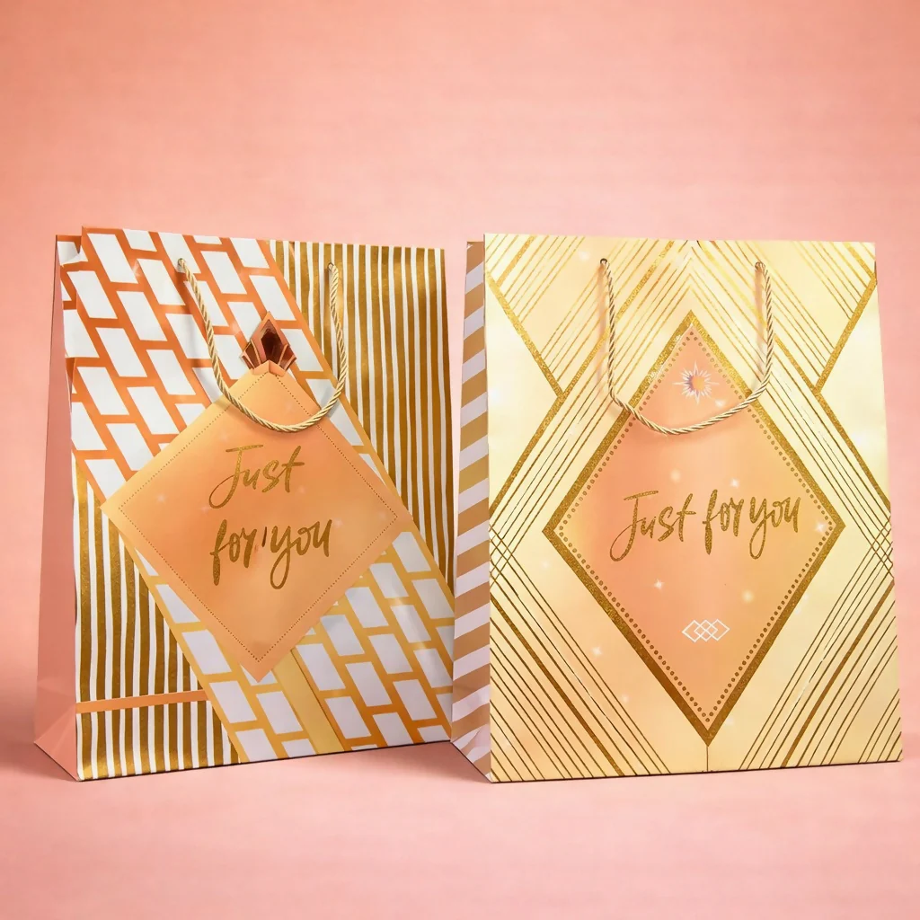 Premium Golden Design Gift Paper Bag with Handle 1 Piece - Image 2
