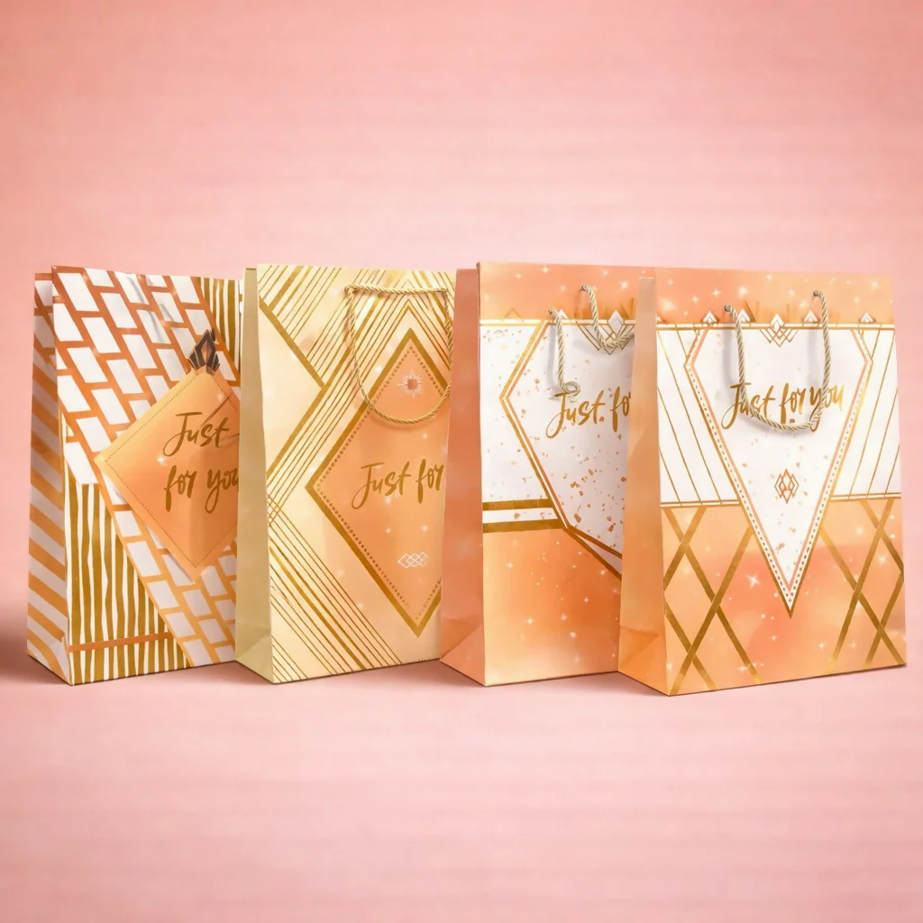 Premium Golden Design Gift Paper Bag with Handle 1 Piece - Image 3