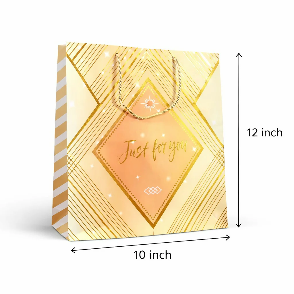 Premium Golden Design Gift Paper Bag with Handle 1 Piece - Image 4
