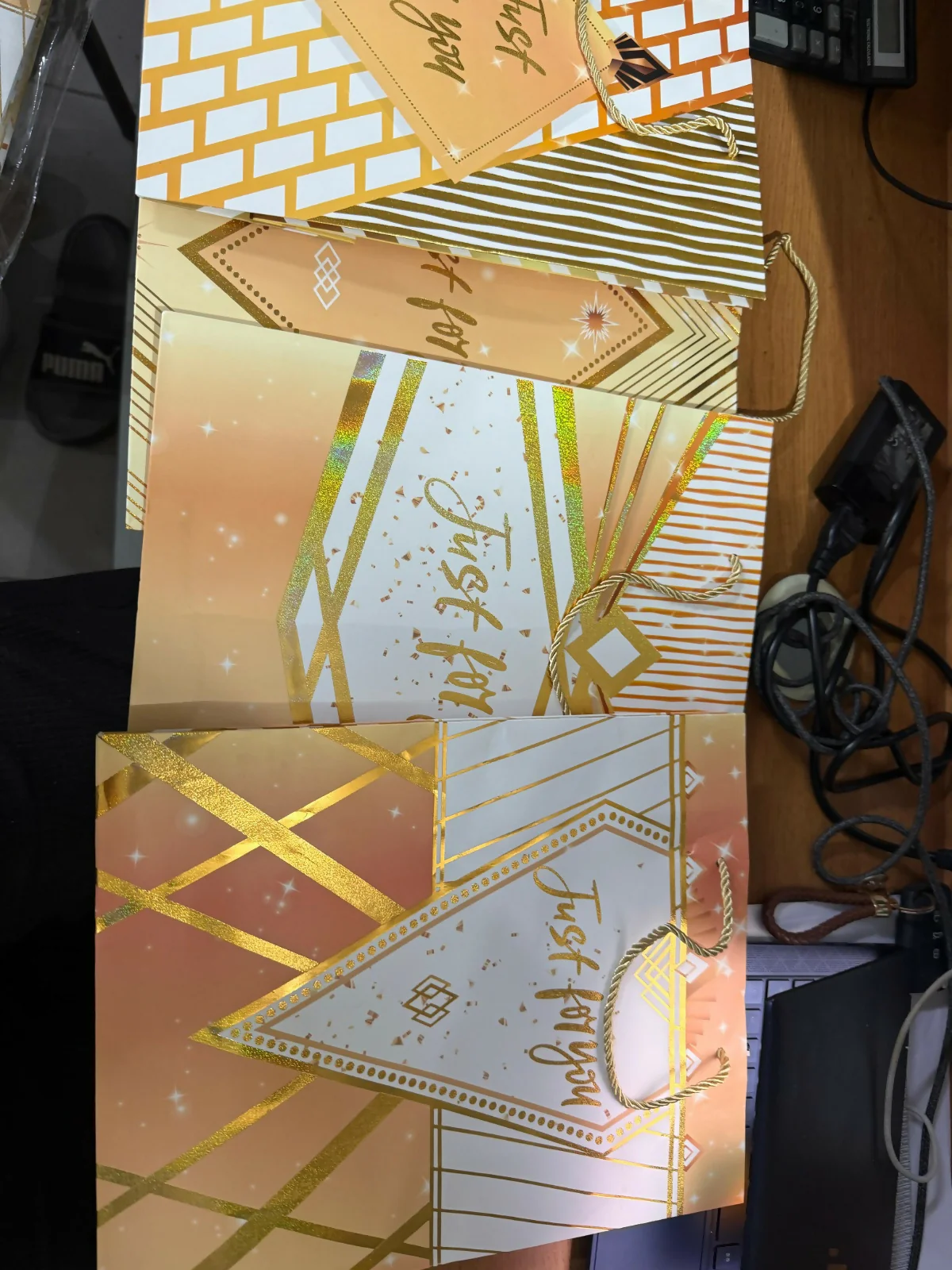 Premium Golden Design Gift Paper Bag with Handle 1 Piece - Image 5