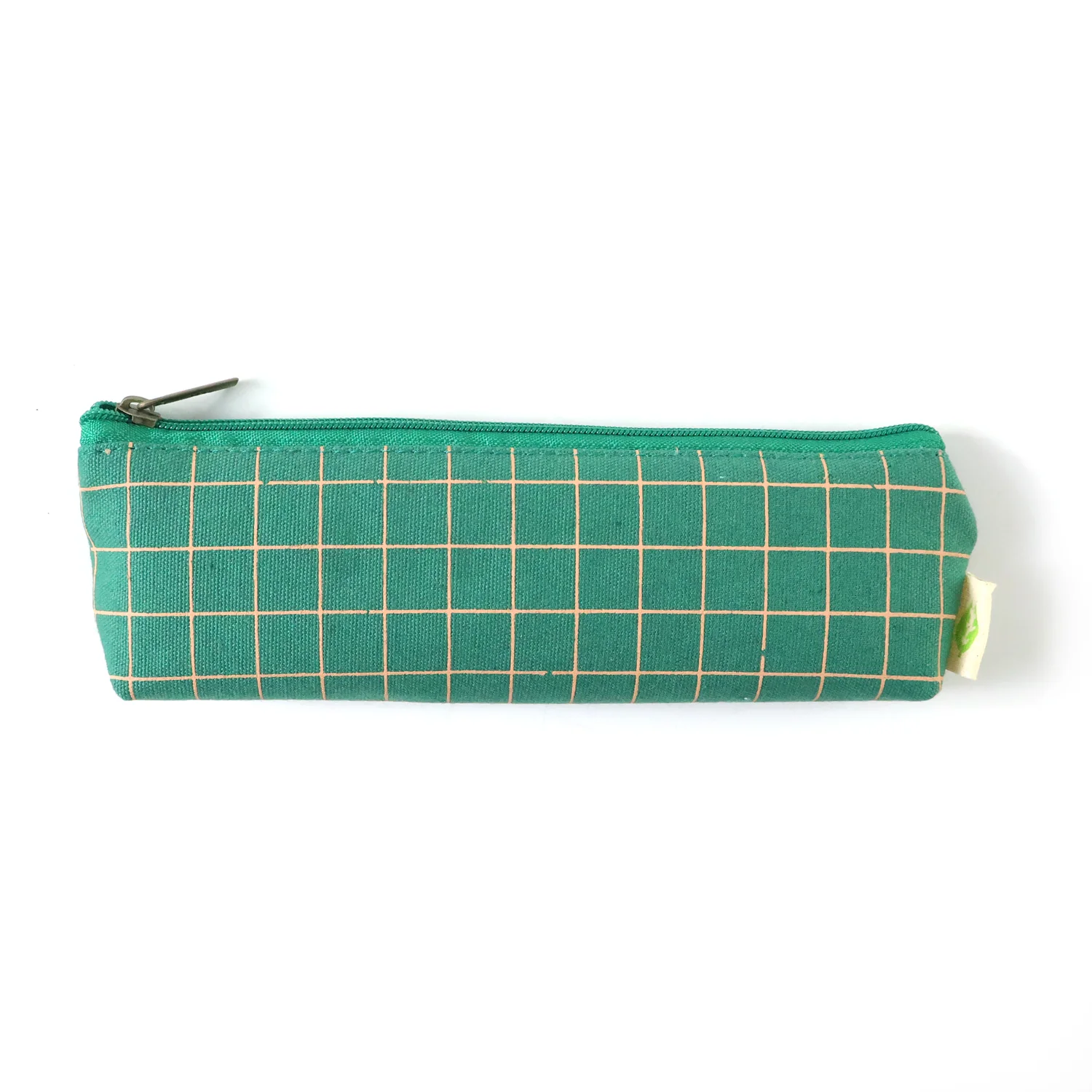 Premium Green Grid Printed Zipper Pencil Pouch Organizer (1 Pc) - Image 4
