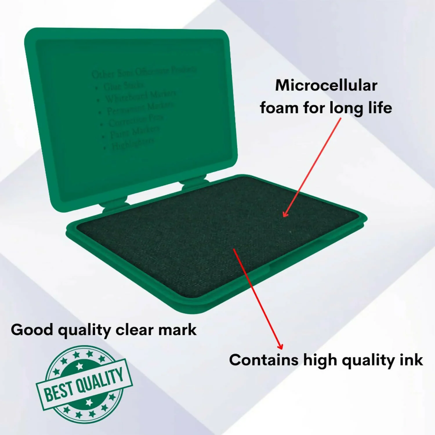 Premium Green Stamp Pad with High-Quality Ink & Microcellular Foam – (108 × 65 mm) - Image 3