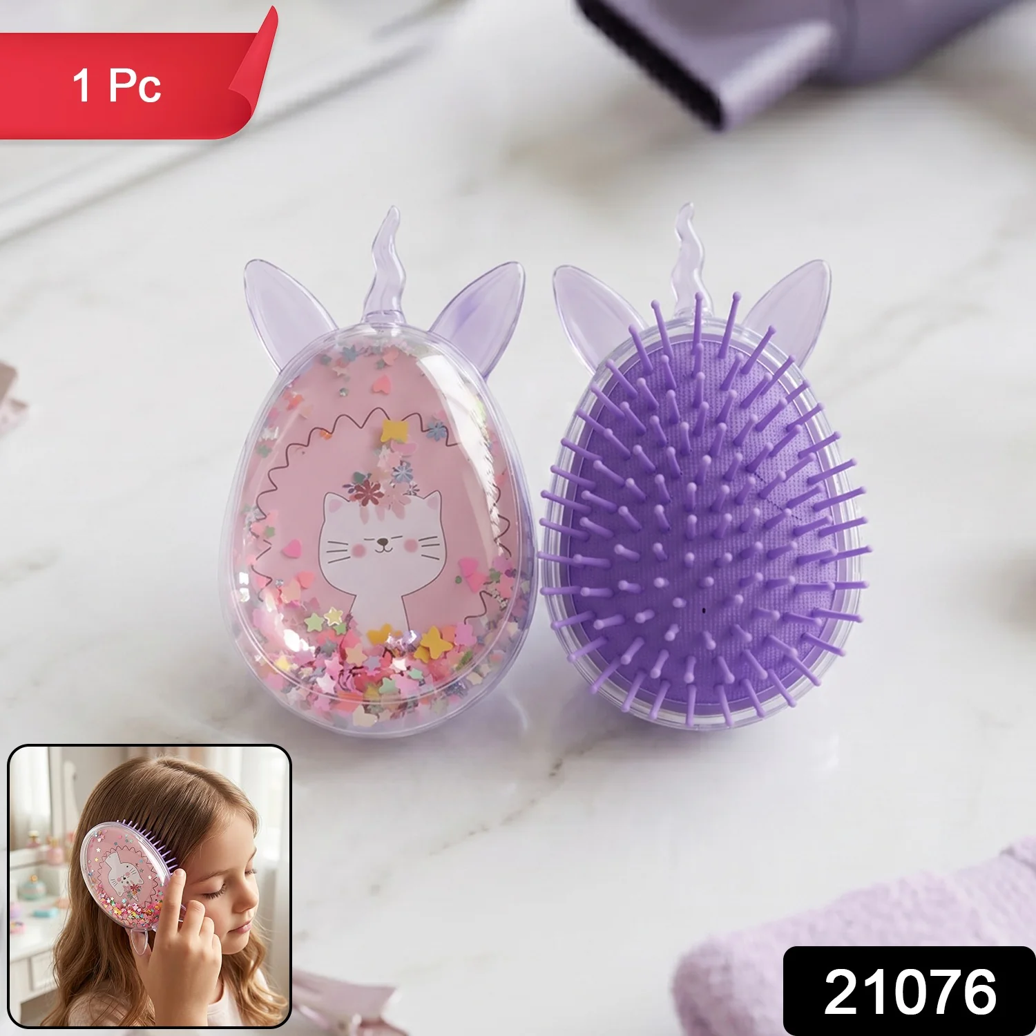 Cute Unicorn Theme Magic Floating Glitter Hair Comb (1 Pc) - Image 2