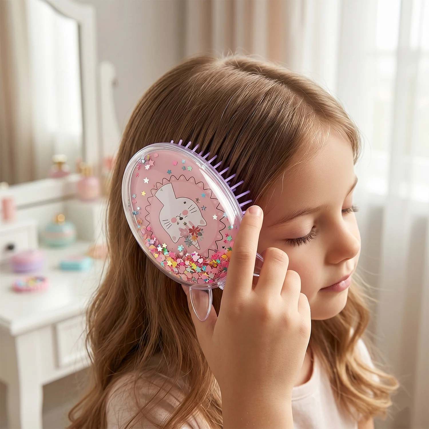 Cute Unicorn Theme Magic Floating Glitter Hair Comb (1 Pc) - Image 3