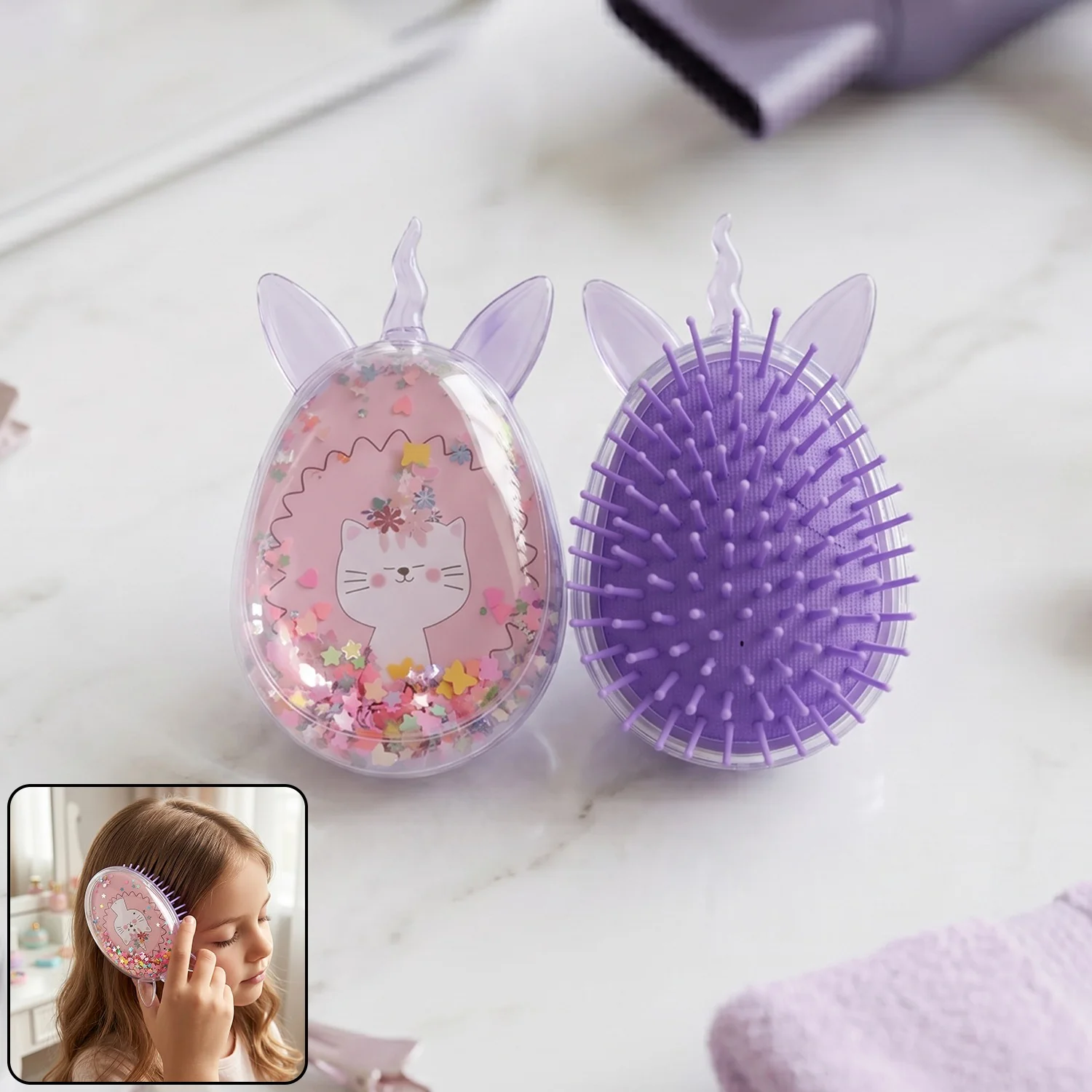 Cute Unicorn Theme Magic Floating Glitter Hair Comb (1 Pc) - Image 8