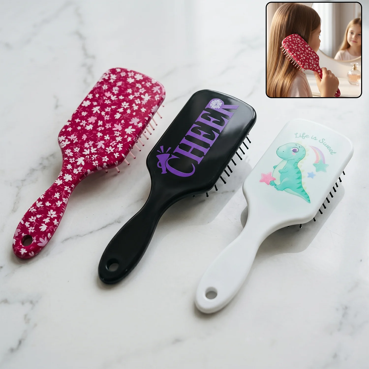 Premium Kids Hair Brush with Fun and Colorful Designs (1 Pc, Mix Design) - Image 3