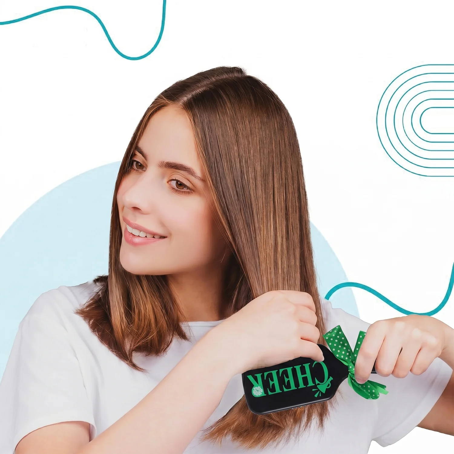 Kids Printed Hair Brush with Cute Ribbon Bow Handle Detangling Hair Comb (1 Pc) - Image 4