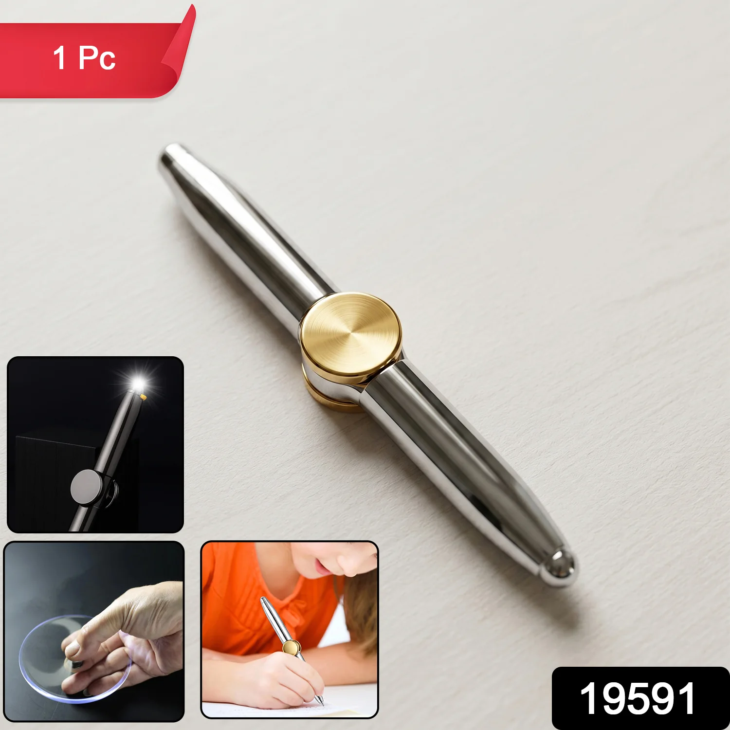 Premium Hand Spinner Pen with LED Light (1 Pc) - Image 2
