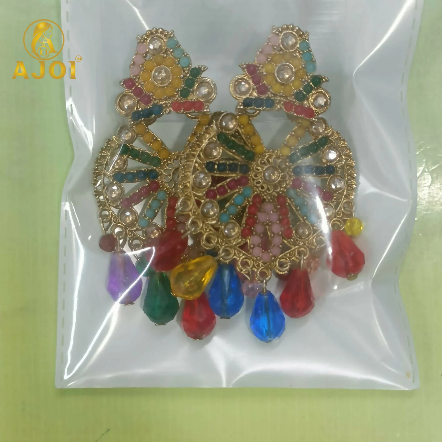 Premium Handcrafted Multicolor Teardrop Hanging Earrings - Image 6