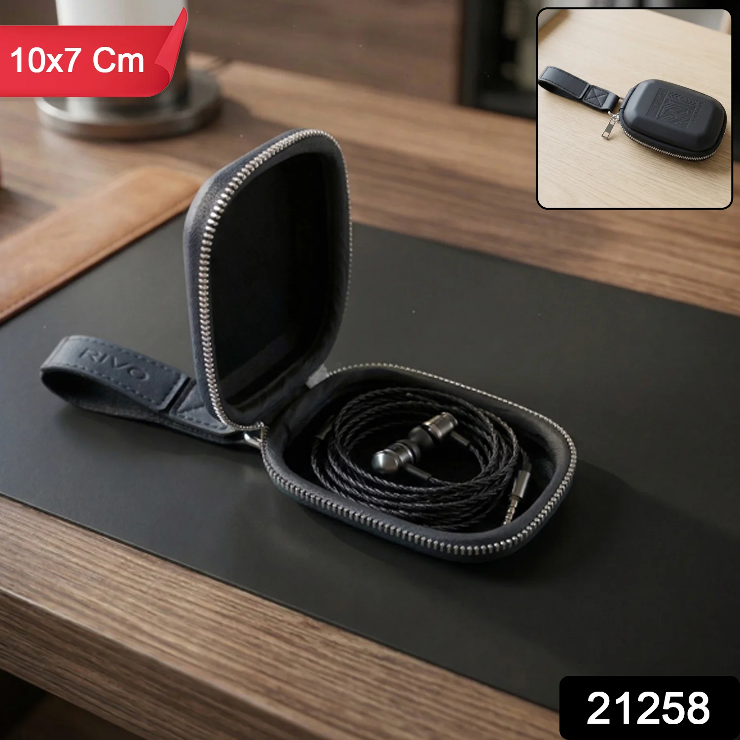 Premium Hard Shell Earphone Carrying Case with Zipper Closure - Image 2