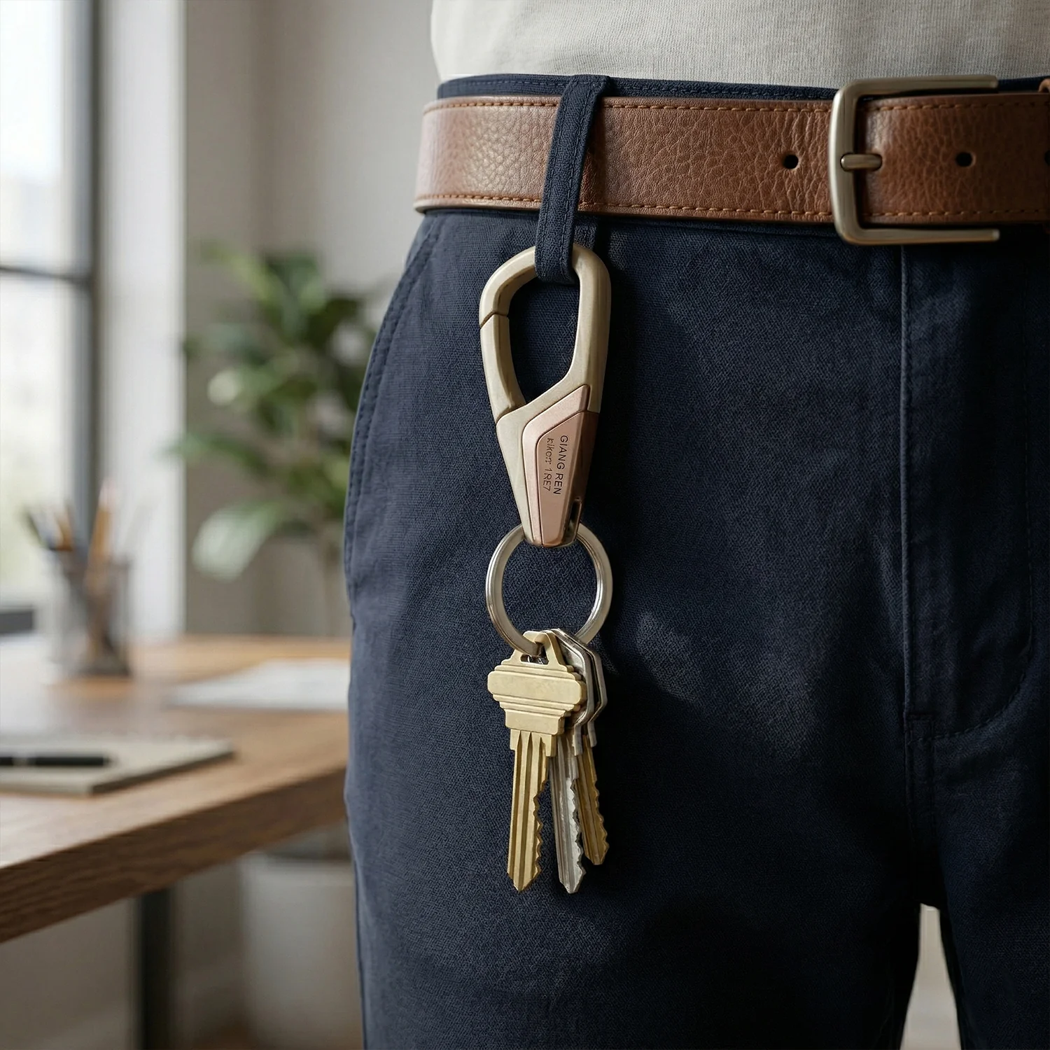 Premium Heavy Duty Metal Key Holder with Locking Carabiner Clip (1 Pc) - Image 3