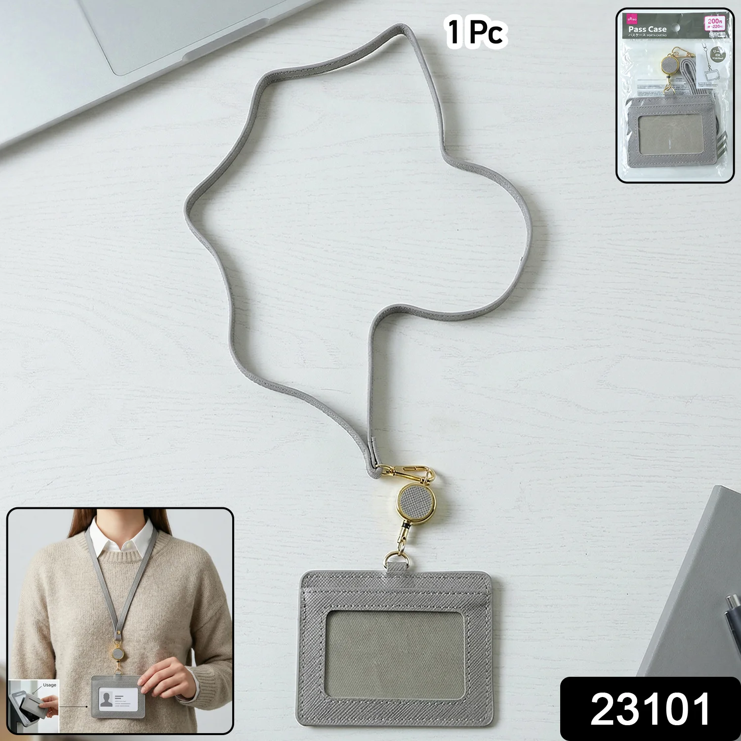 Premium ID Card Holder with Adjustable Neck Strap (1 Pc) - Image 2