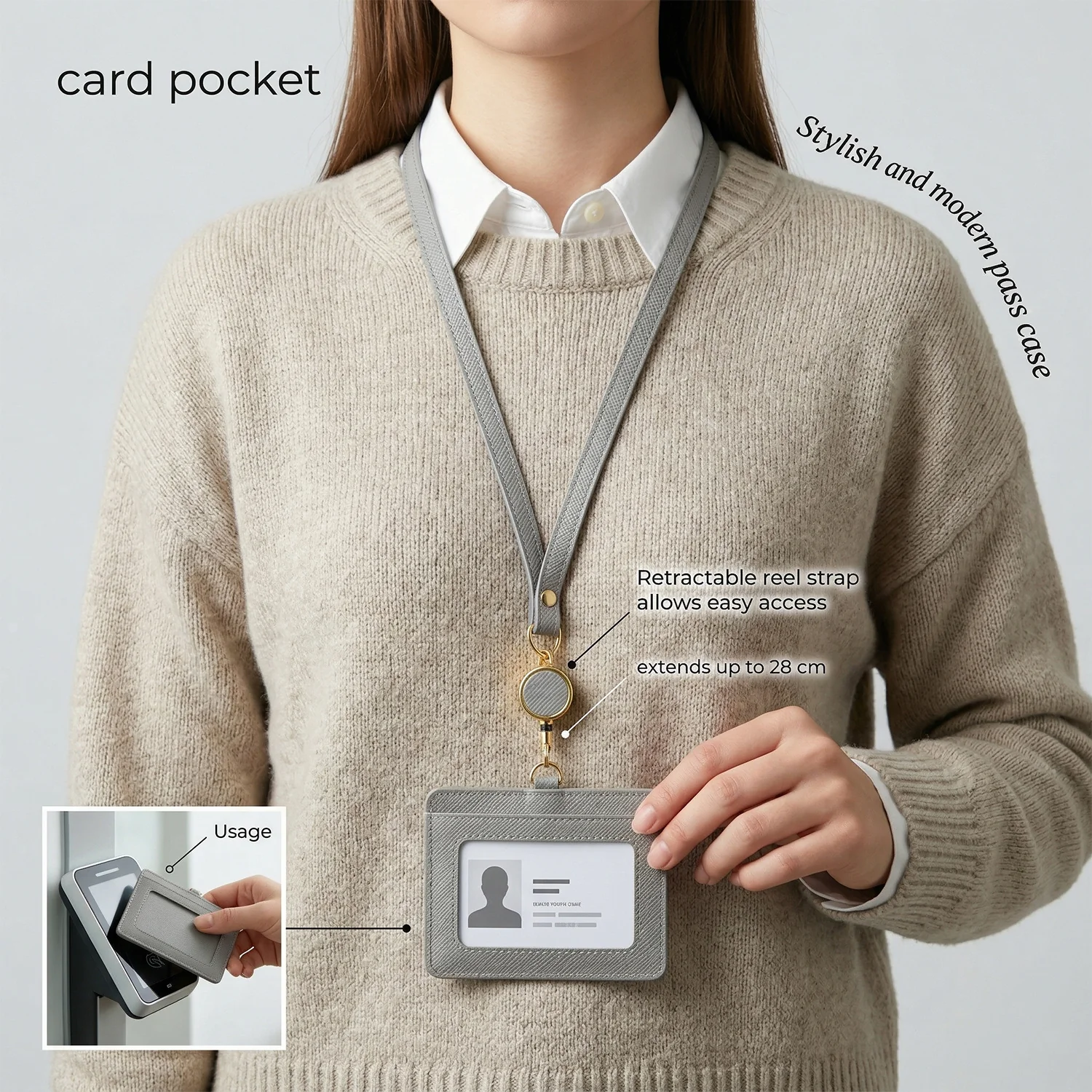 Premium ID Card Holder with Adjustable Neck Strap (1 Pc) - Image 3
