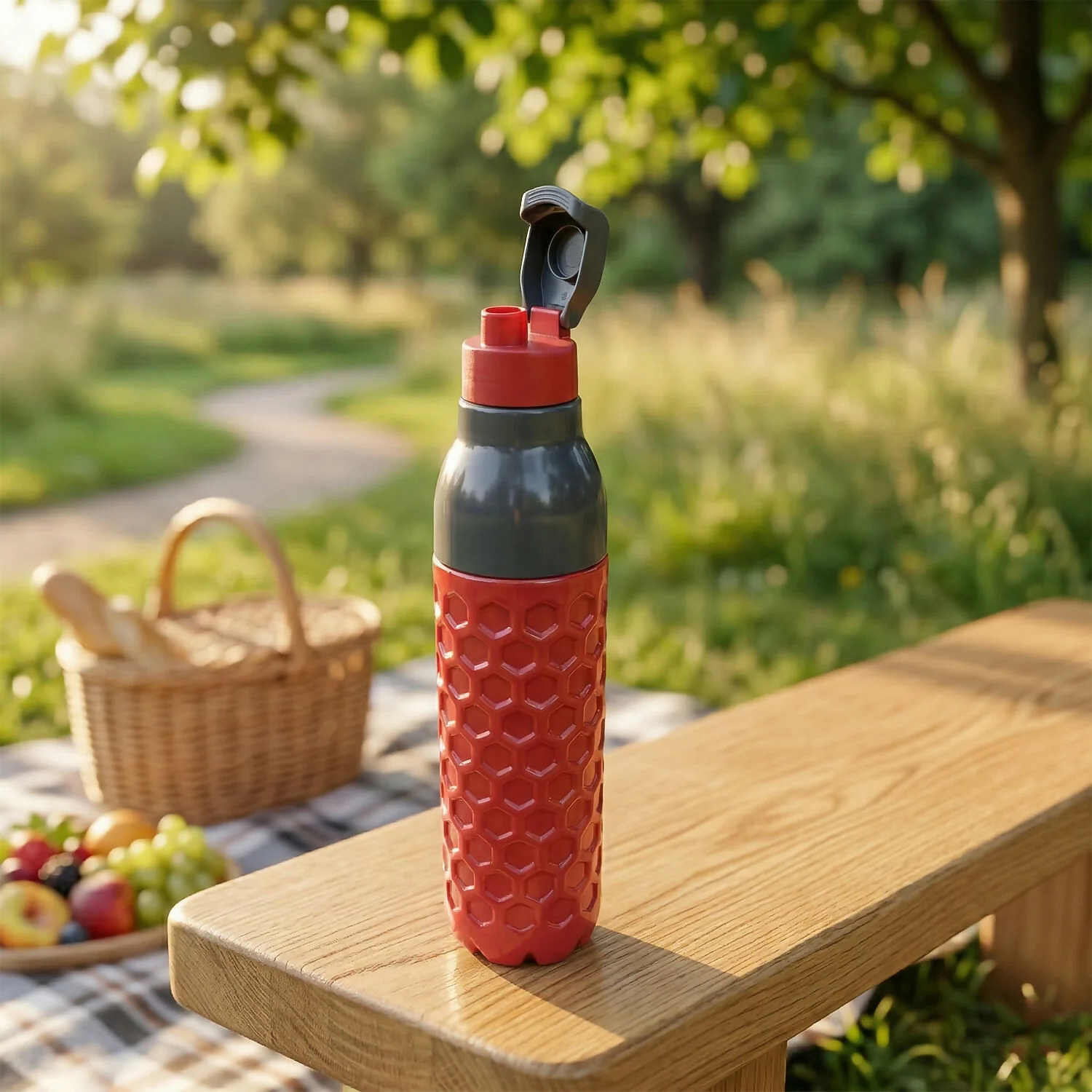 Premium Insulated Water Bottle Honeycomb Grip Leak Proof Flip Cap Bottle (1100ml) - Image 4