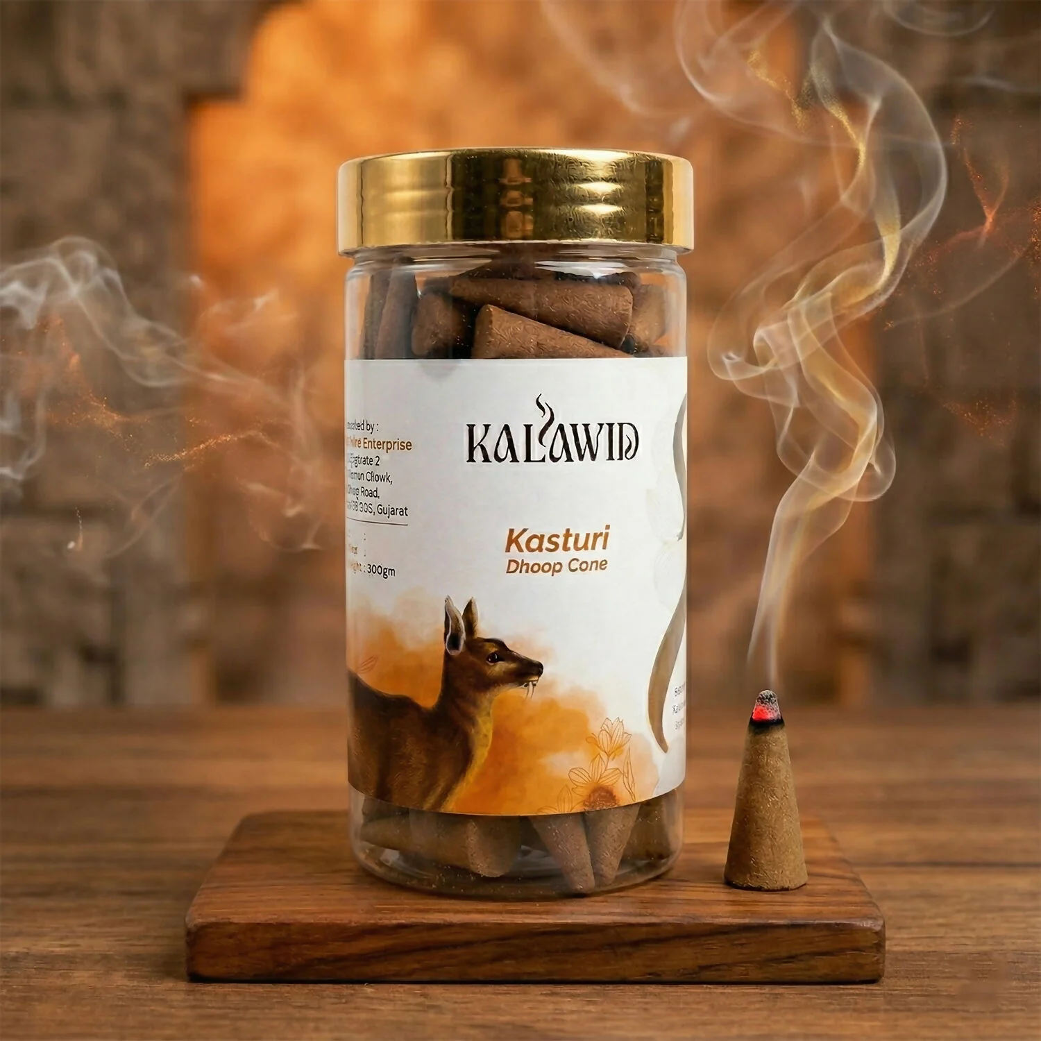 Premium Kasturi Dhoop Cone Jar for Rich Fragrance & Spiritual Ambience (100 Gm) - Image 2