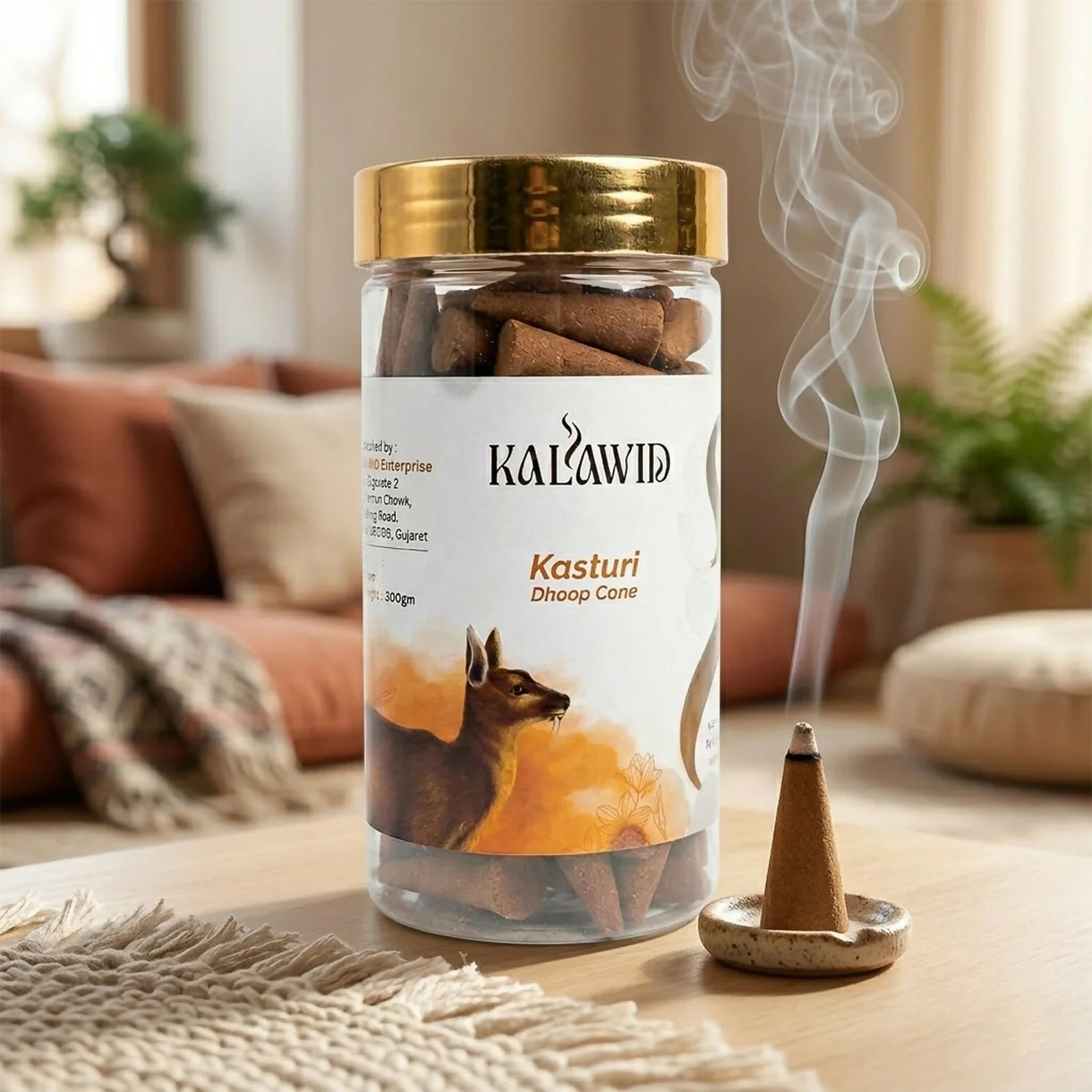 Premium Kasturi Dhoop Cone Jar for Rich Fragrance & Spiritual Ambience (100 Gm) - Image 4