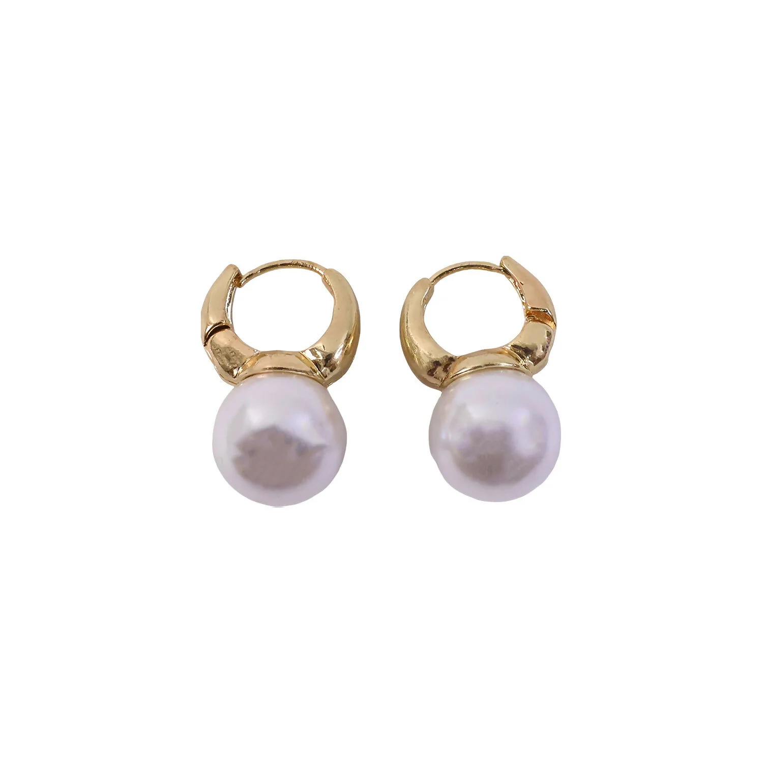 Premium Korean Rose-Tinted Pearl Huggie Hoop Earrings For Women And Girls - Image 5