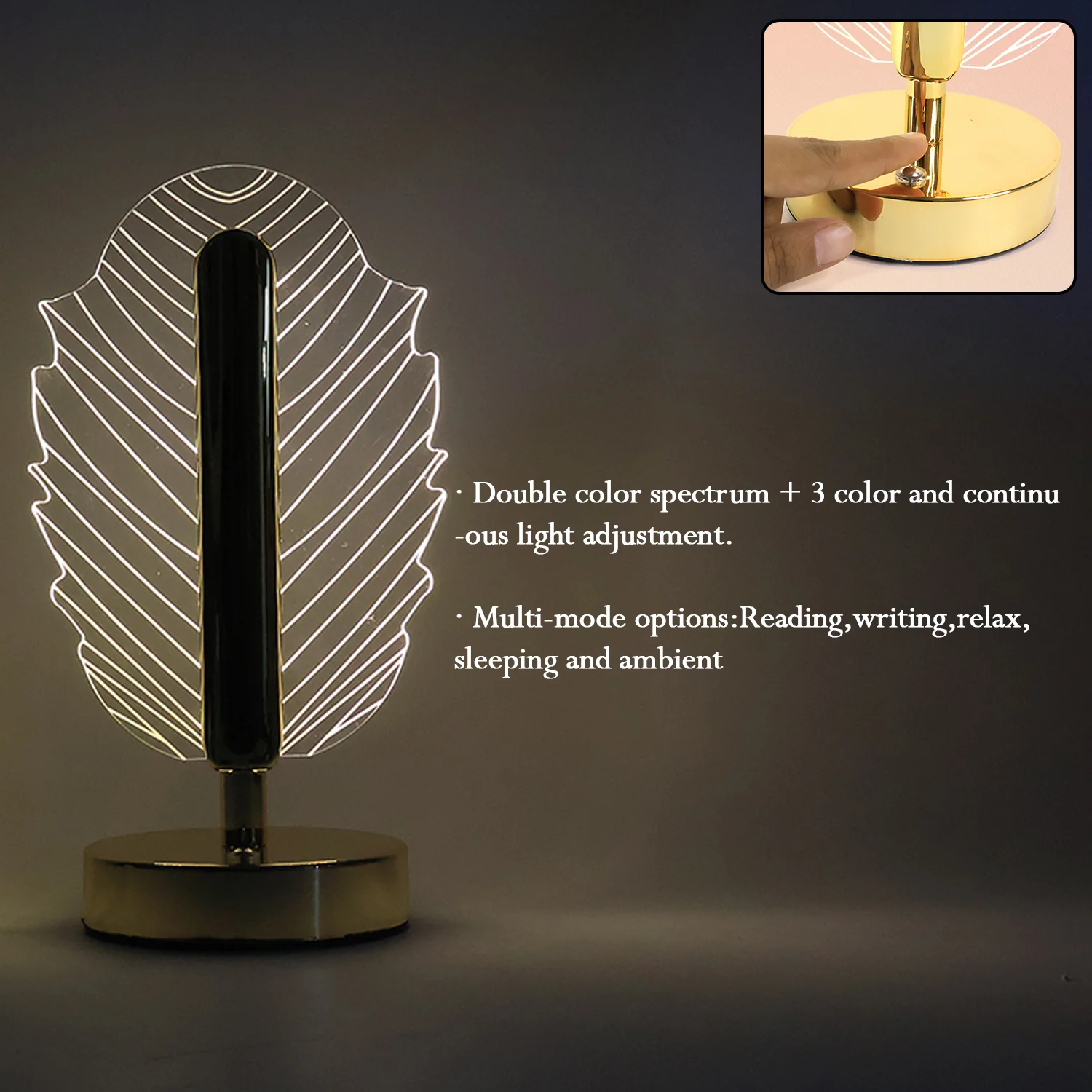 Premium Leaf Shape Crystal Table Lamp (1 Pc) - Image 6
