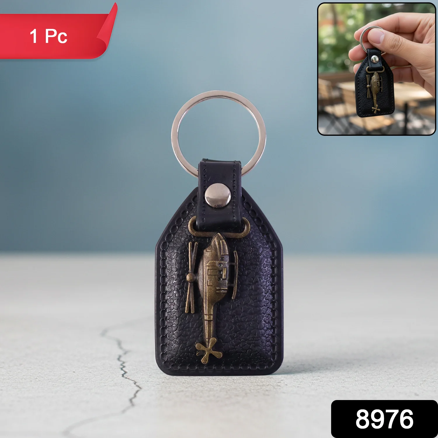 Premium Leather Finish Metal Sword Emblem Keychain (1 Pc) - Image 2
