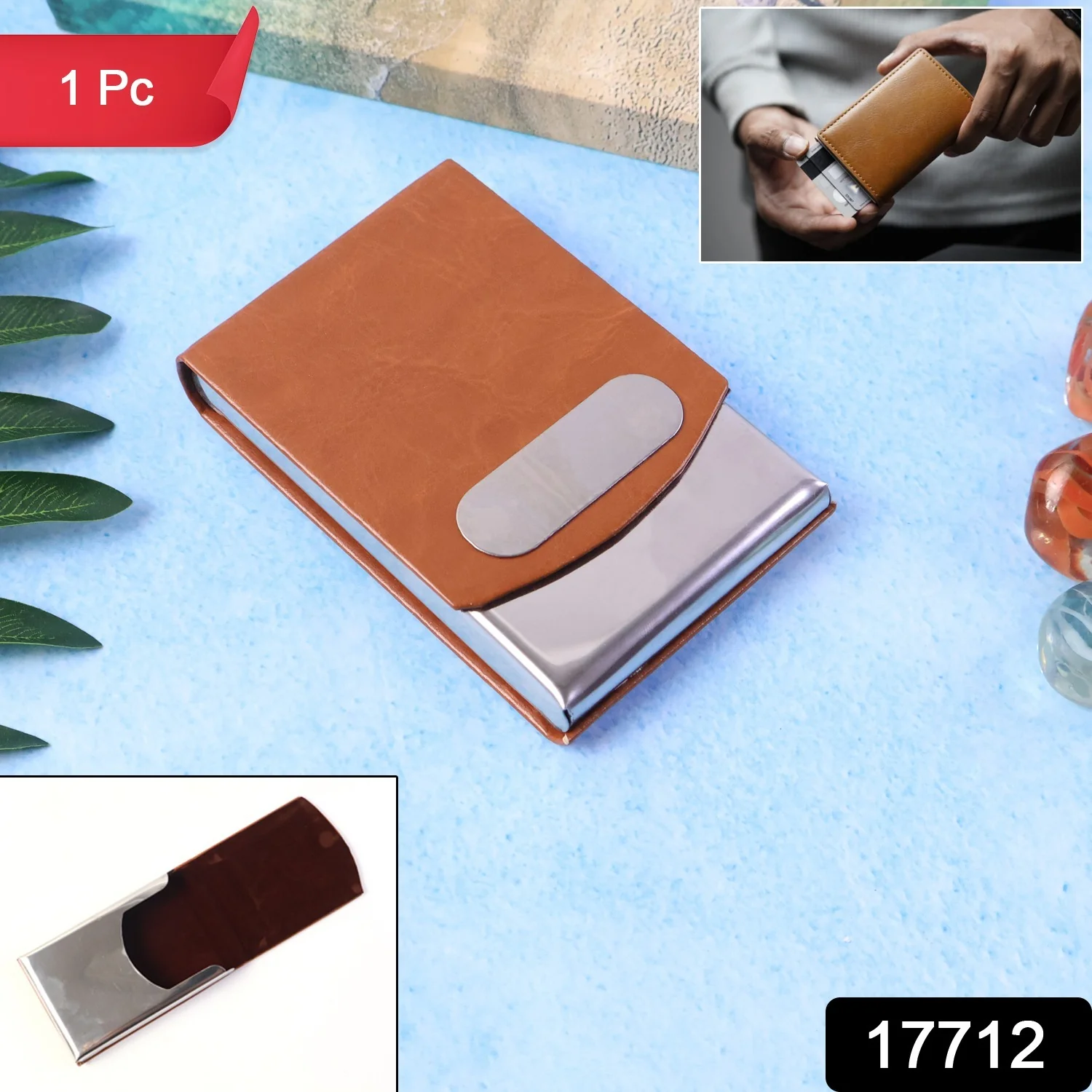 Premium Leather Finish Visiting Card Holder (1 Pc) - Image 2