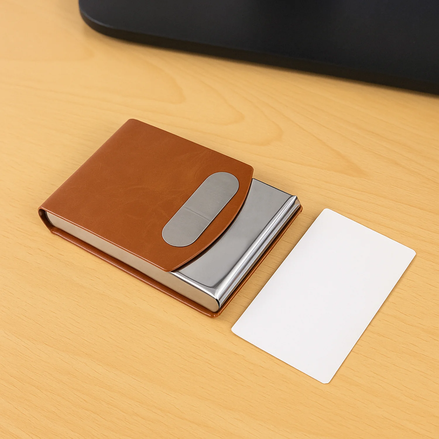 Premium Leather Finish Visiting Card Holder (1 Pc) - Image 6
