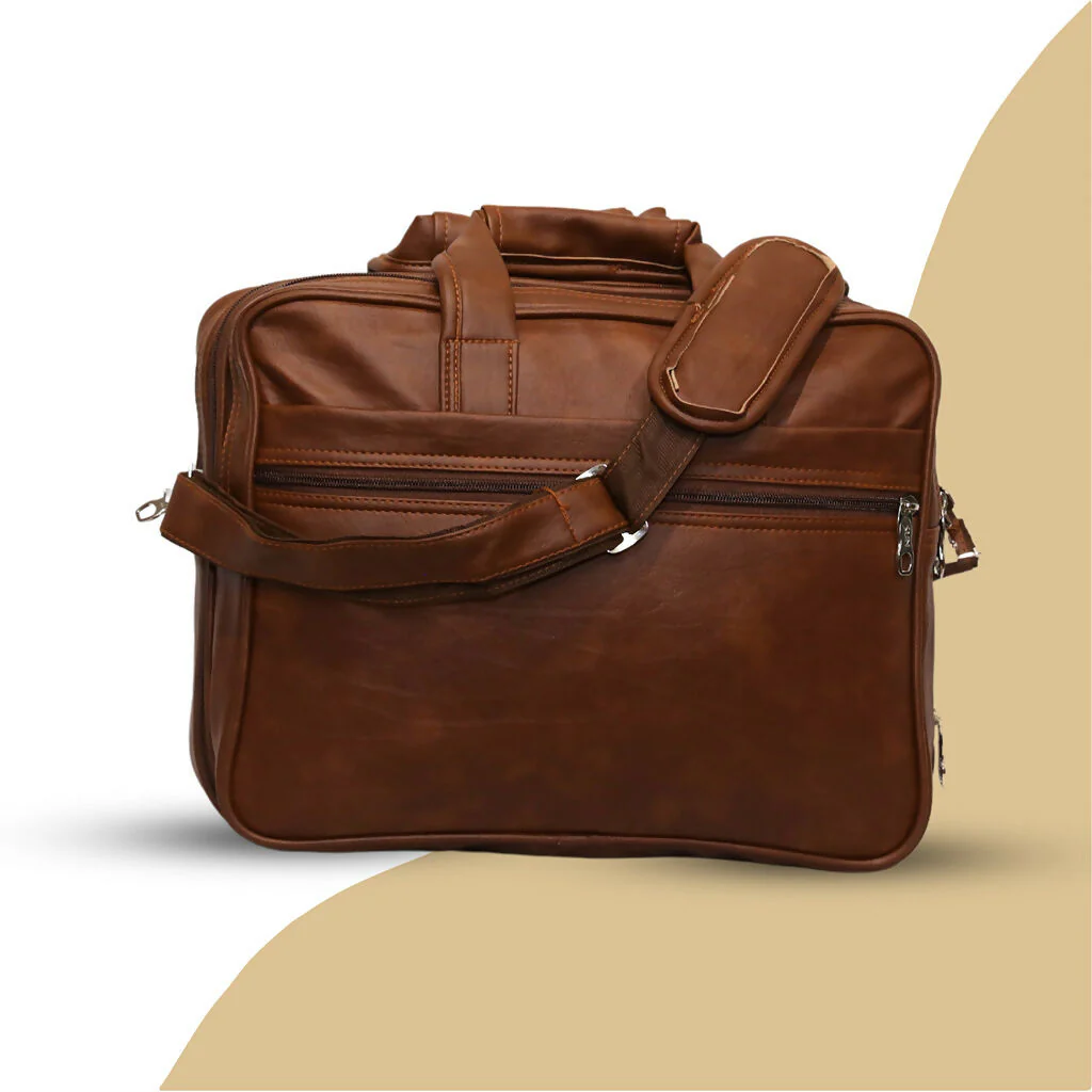 Premium Leather Laptop Bag with Shoulder Strap for Office & Travel - Image 2