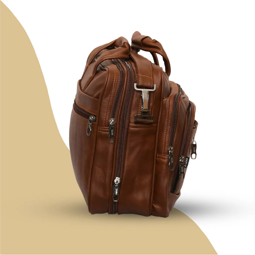 Premium Leather Laptop Bag with Shoulder Strap for Office & Travel - Image 3
