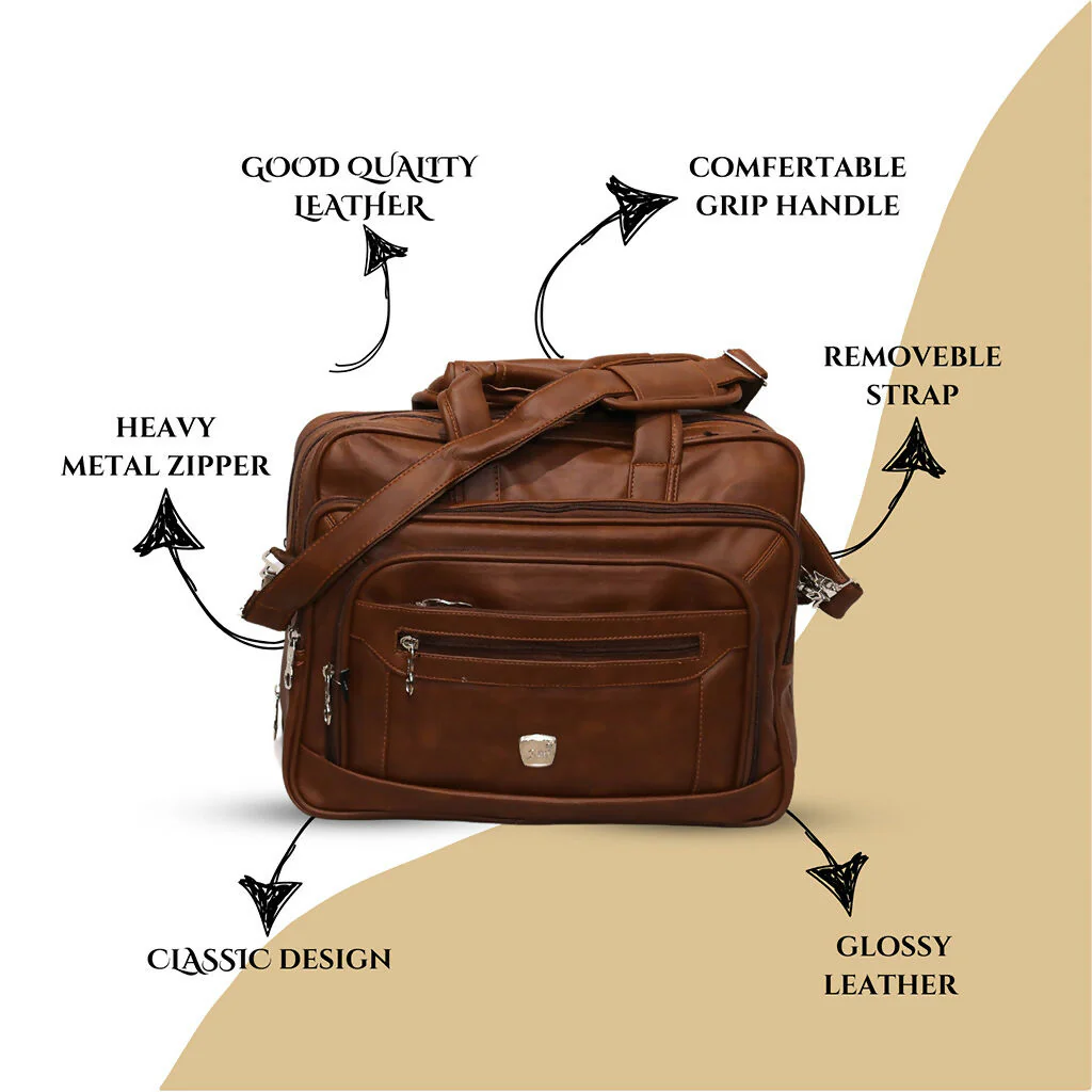Premium Leather Laptop Bag with Shoulder Strap for Office & Travel - Image 4