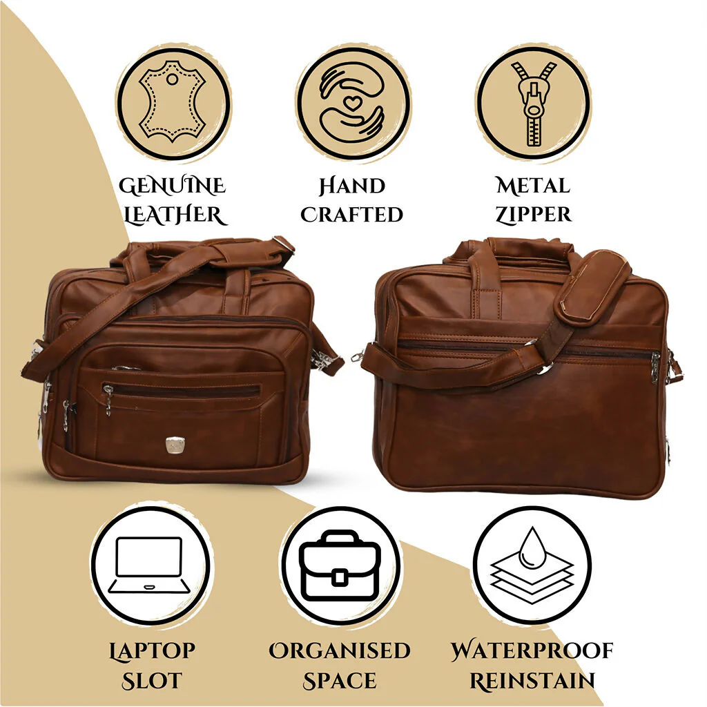 Premium Leather Laptop Bag with Shoulder Strap for Office & Travel - Image 5