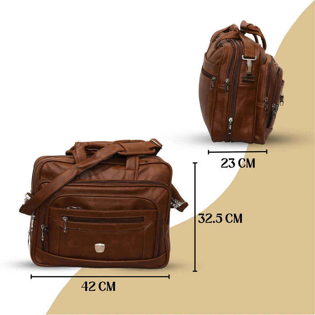 Premium Leather Laptop Bag with Shoulder Strap for Office & Travel - Image 6