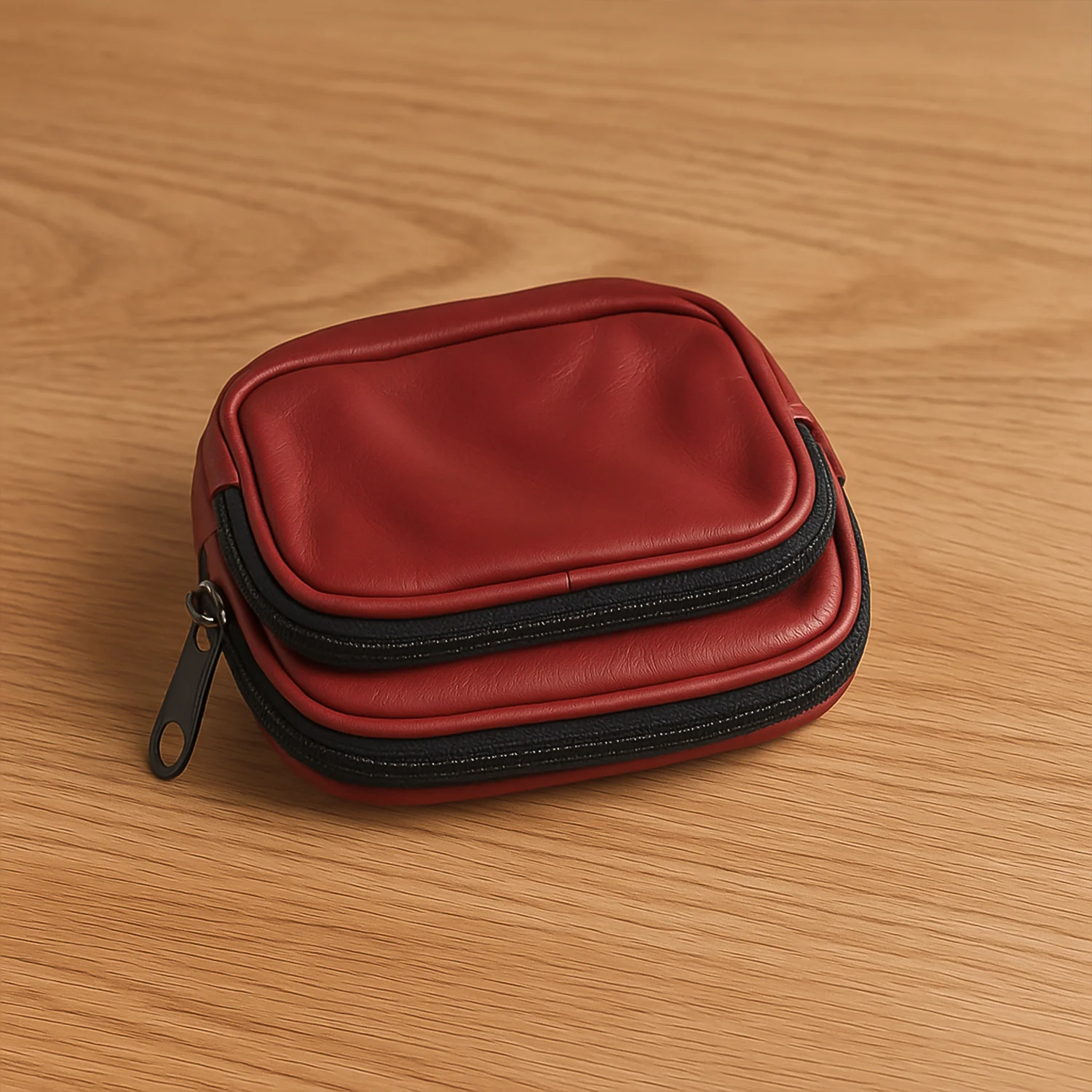 Premium Leather Zippered Card Holder & Accessories Case - Image 3