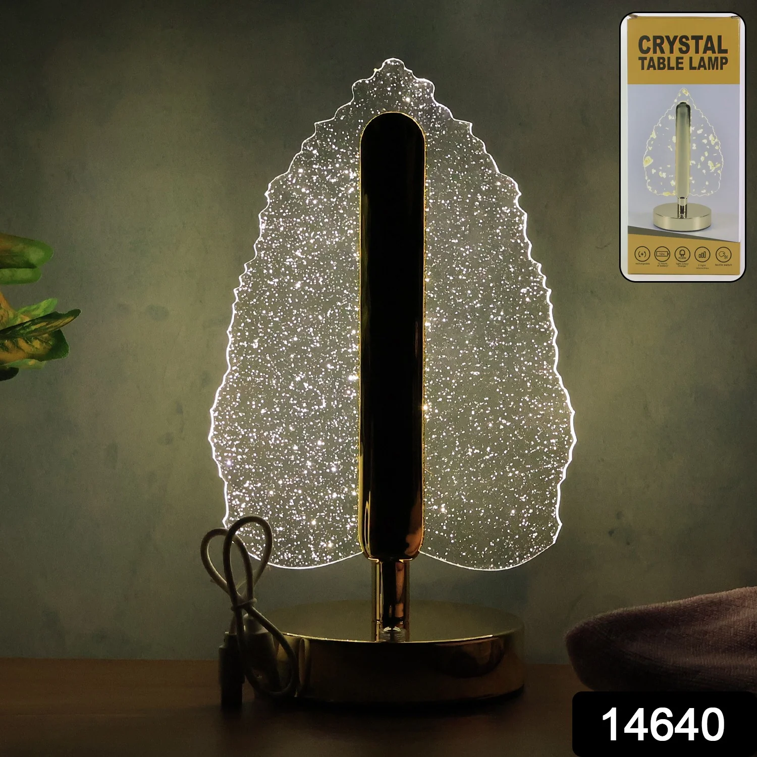 LED Crystal Table Lamp with USB Power - Image 2