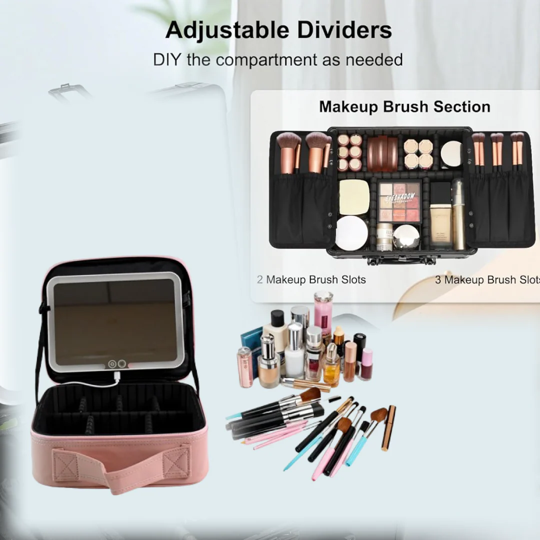 Premium LED Light Makeup Organizer Box (1 Pc / Mix Color) - Image 2