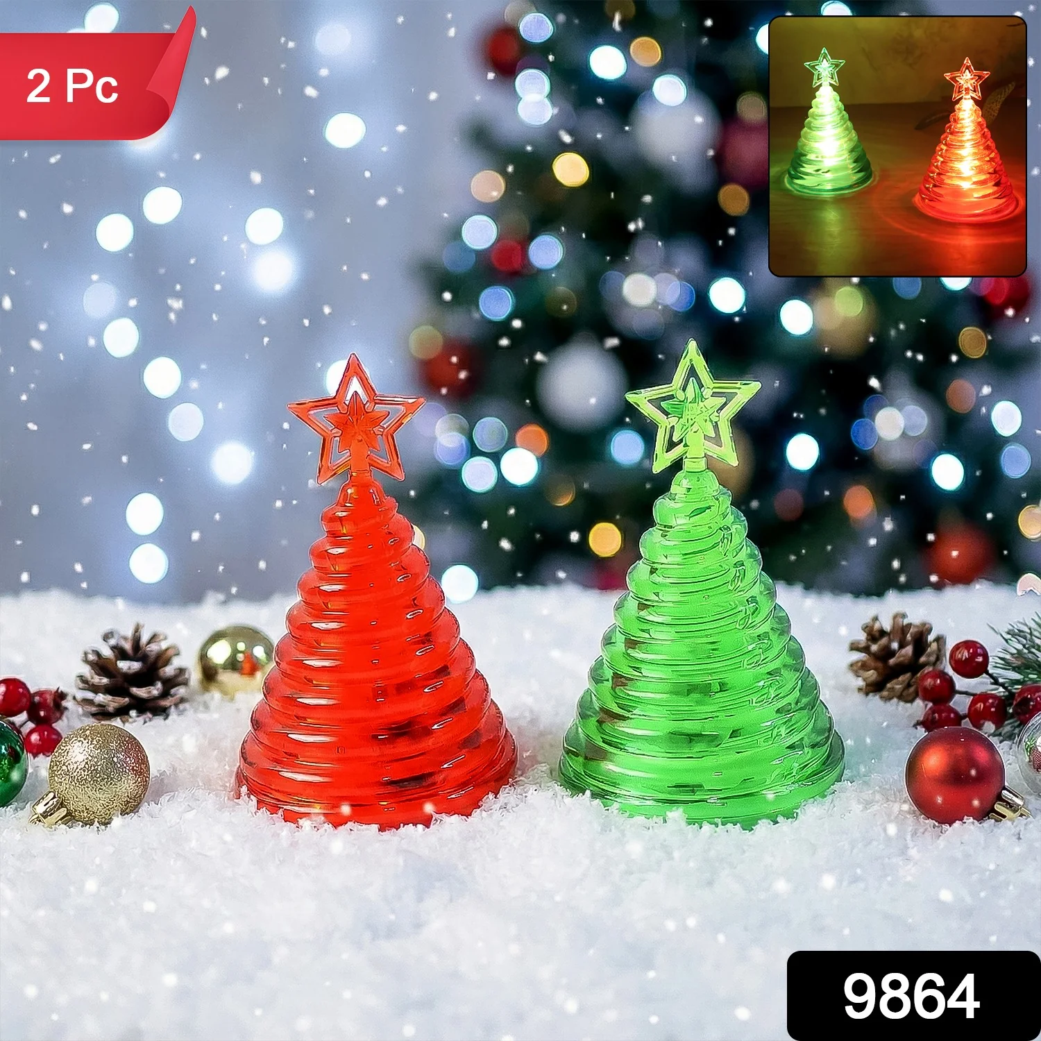 Premium LED Spiral Christmas Tree Decorative Night Lamp Set - Image 2
