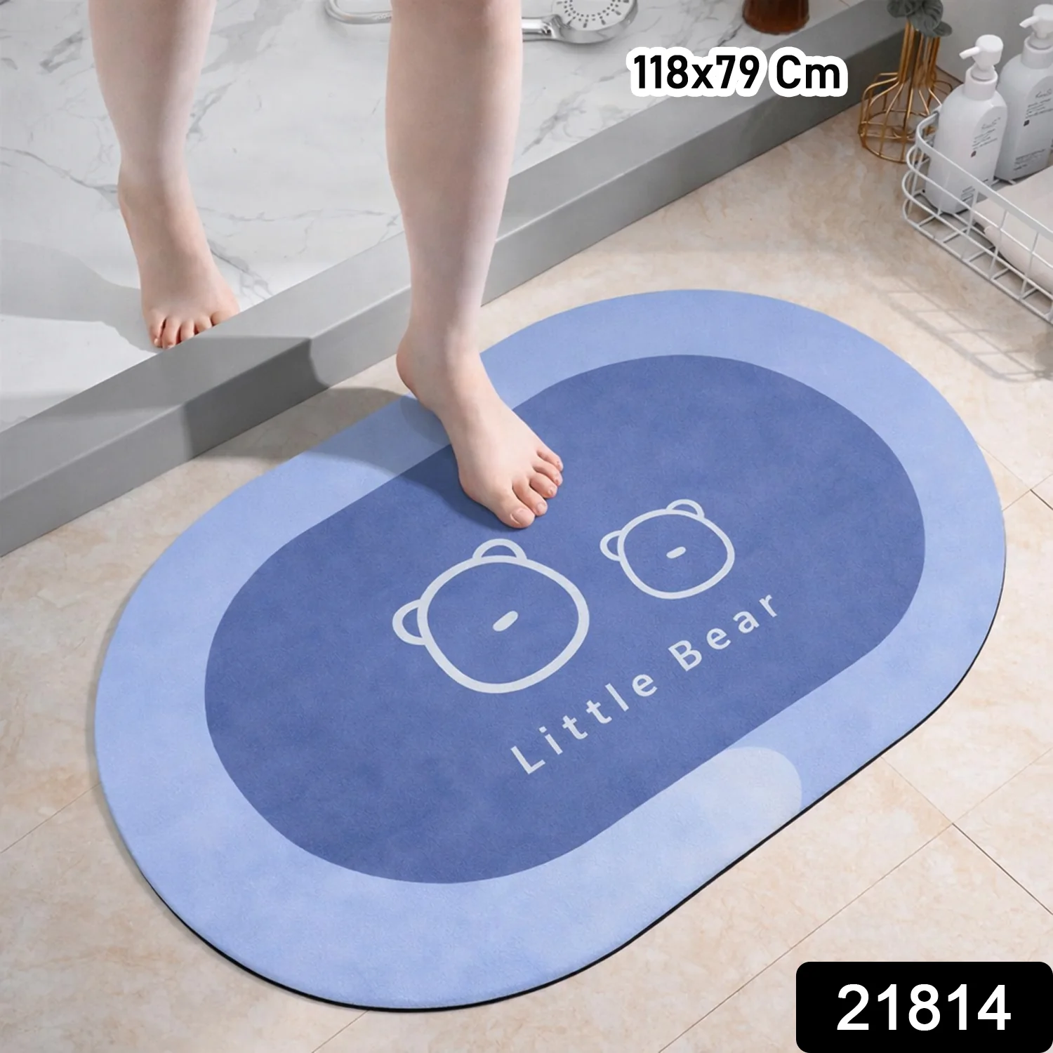 Premium Little Bear Printed Soft Non-Slip Bath Mat (1 Pc, 118x79 Cm) - Image 2