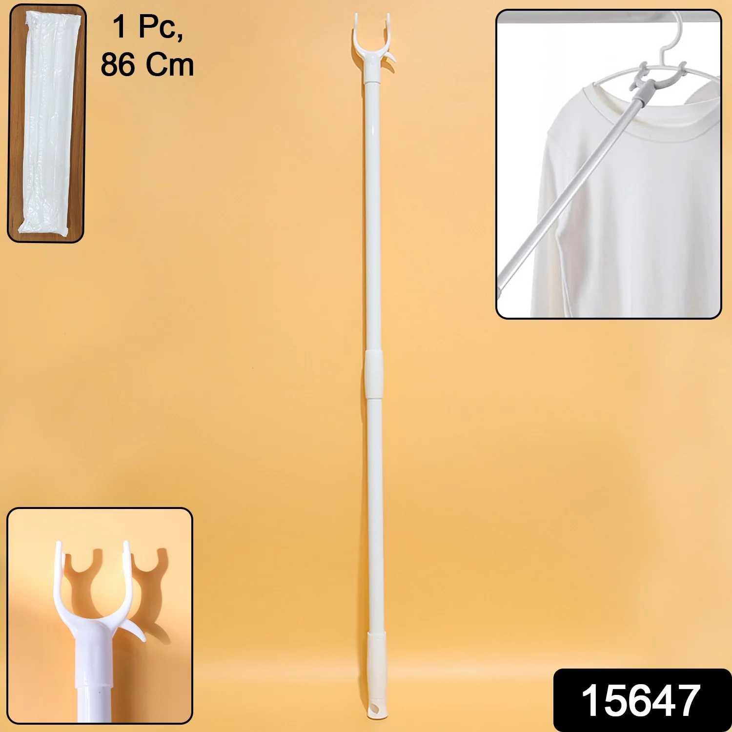 Premium Long Reach Clothes Hook Rod Pole (86 cm, 1 Pc) - Image 2